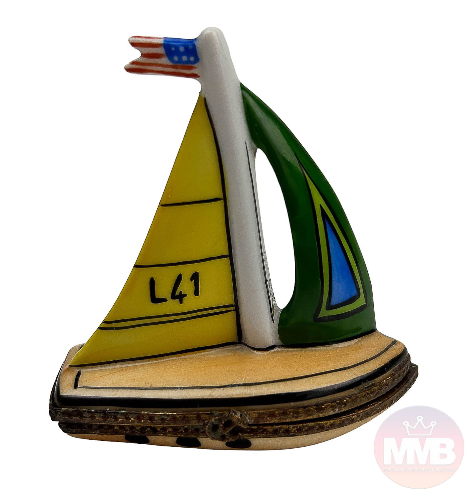 Limoges French Porcelain Sailboat Boat Trinket Box (1 of 5)