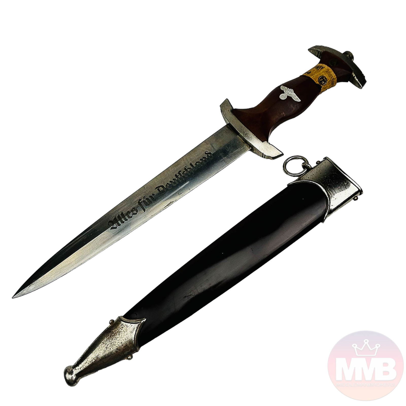German WWII SA Dagger RZM M7/42 w/ Scabbard Sheath (1 of 8)