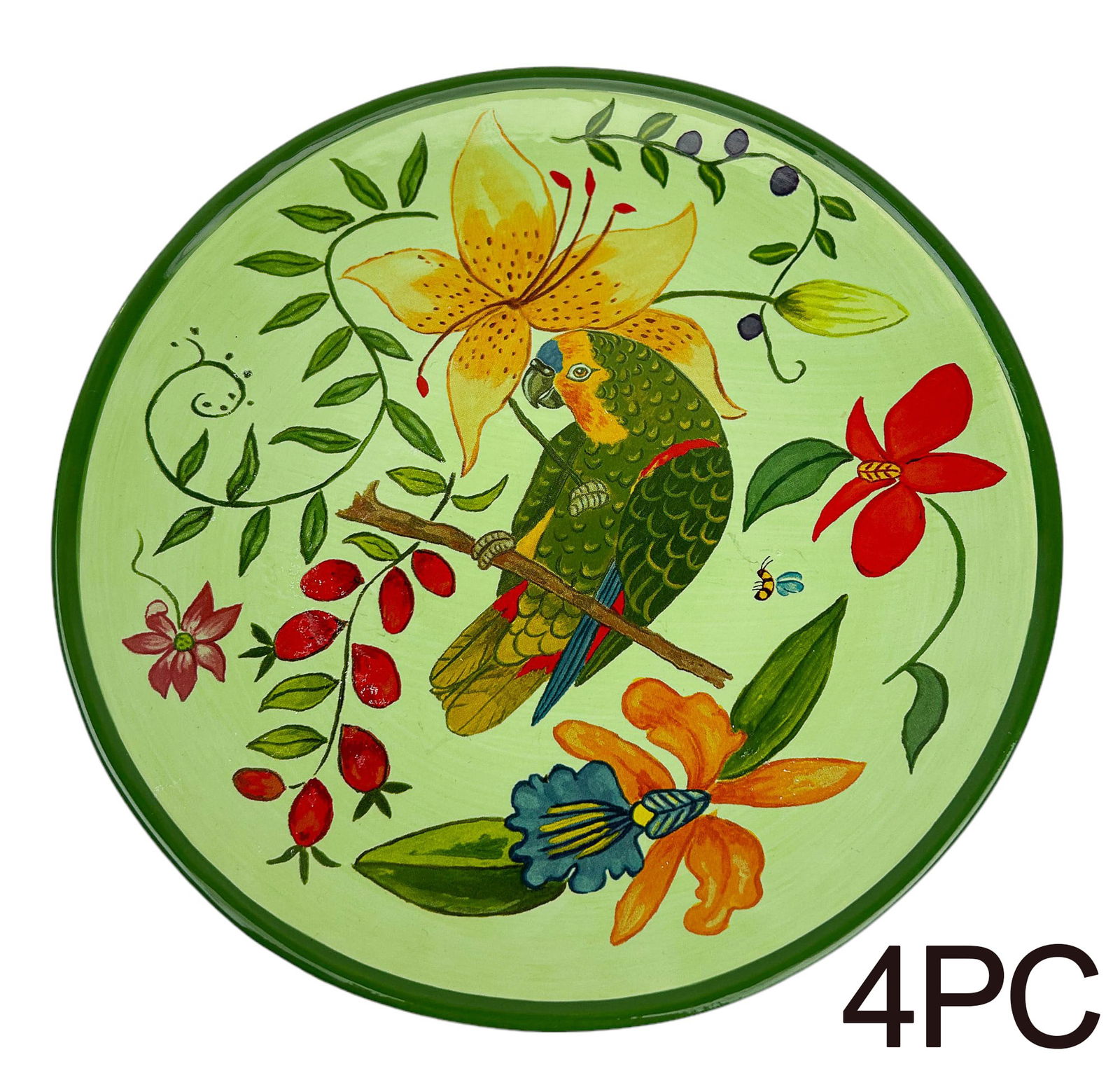 Lynn Chase Parrotdise Ceramic Salad Plate 4pc LOT (1 of 1)