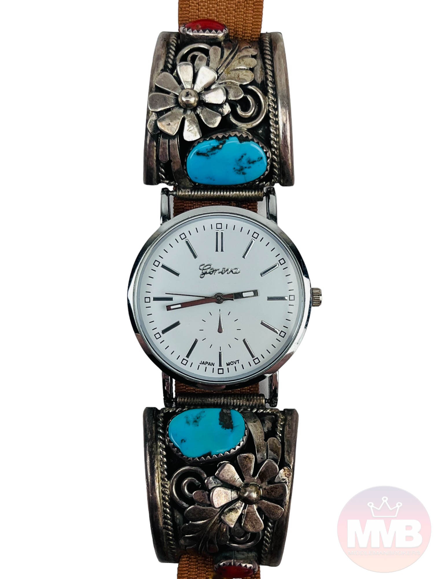 American Indian Sterling Turquoise Watch Bracelet (1 of 2)