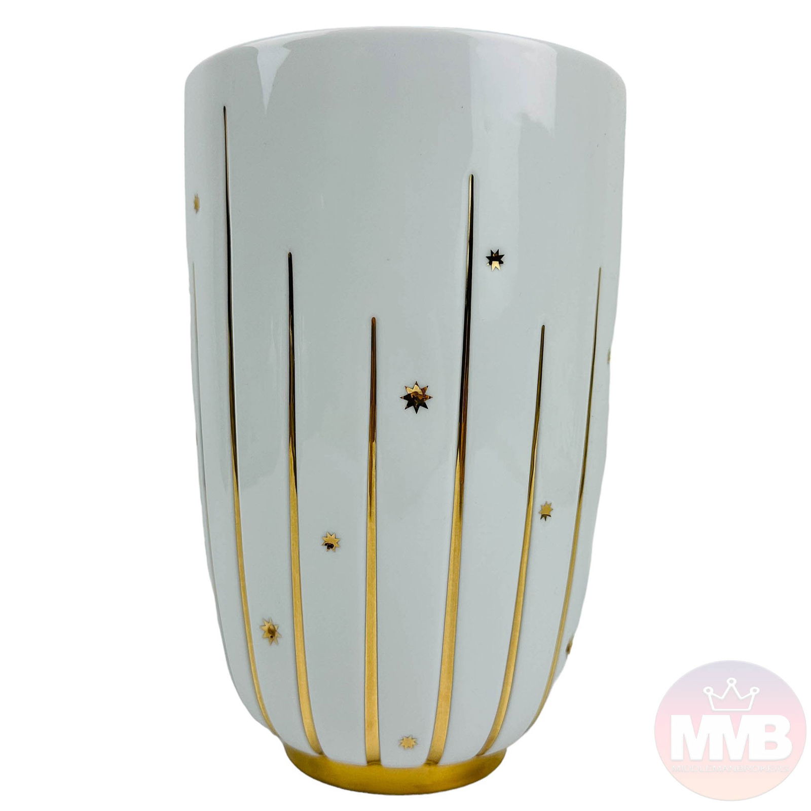 L'Objet Porcelain White & Gold Star Flower Vase (1 of 3)
