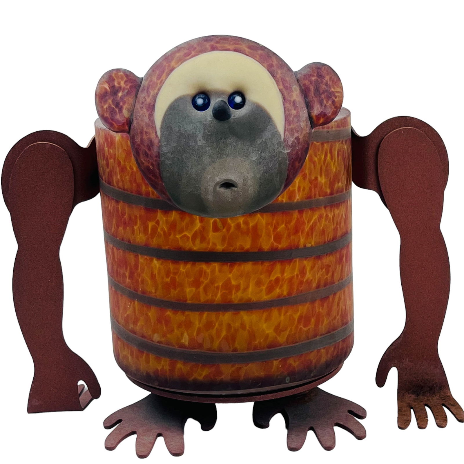 Borowski Blown Glass & Metal Whimsical Monkey Vase (1 of 4)