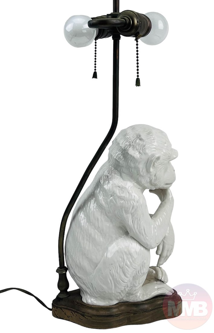 Italian Pottery Monkey Lamp Palm Beach Regency (1 of 8)