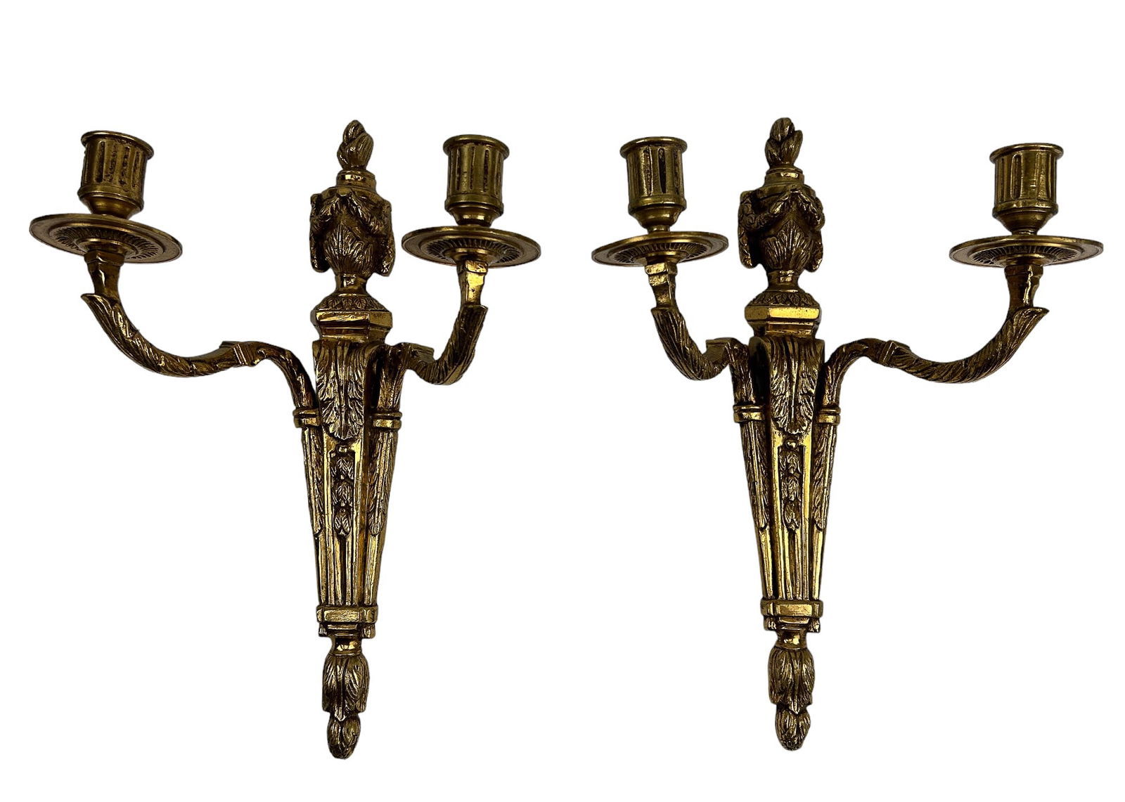 French Gilt Bronze Louis XVI Style Wall Sconce PR (1 of 8)
