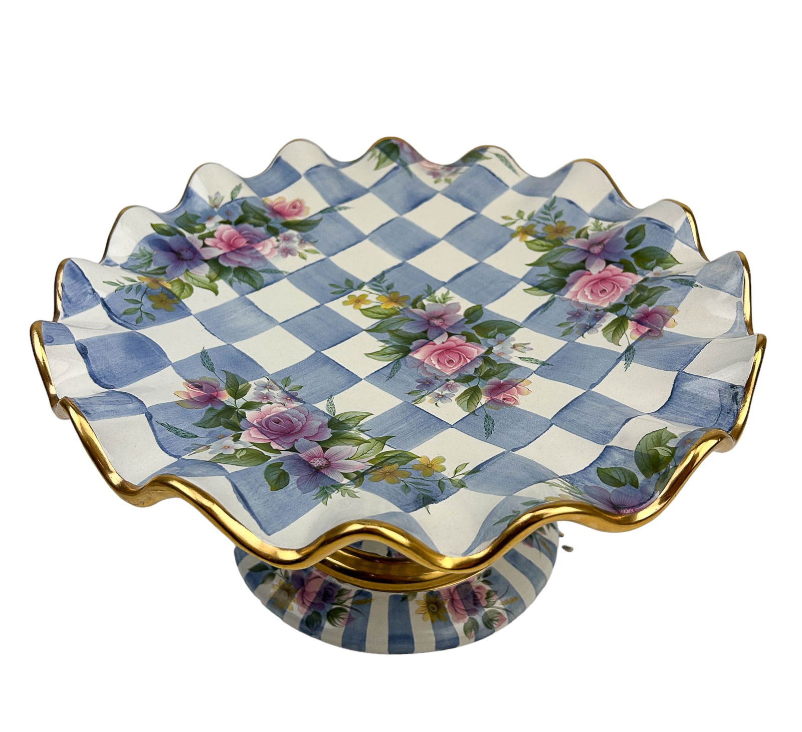 Mackenzie Childs Morning Glory Ceramic Cake Plate (1 of 4)