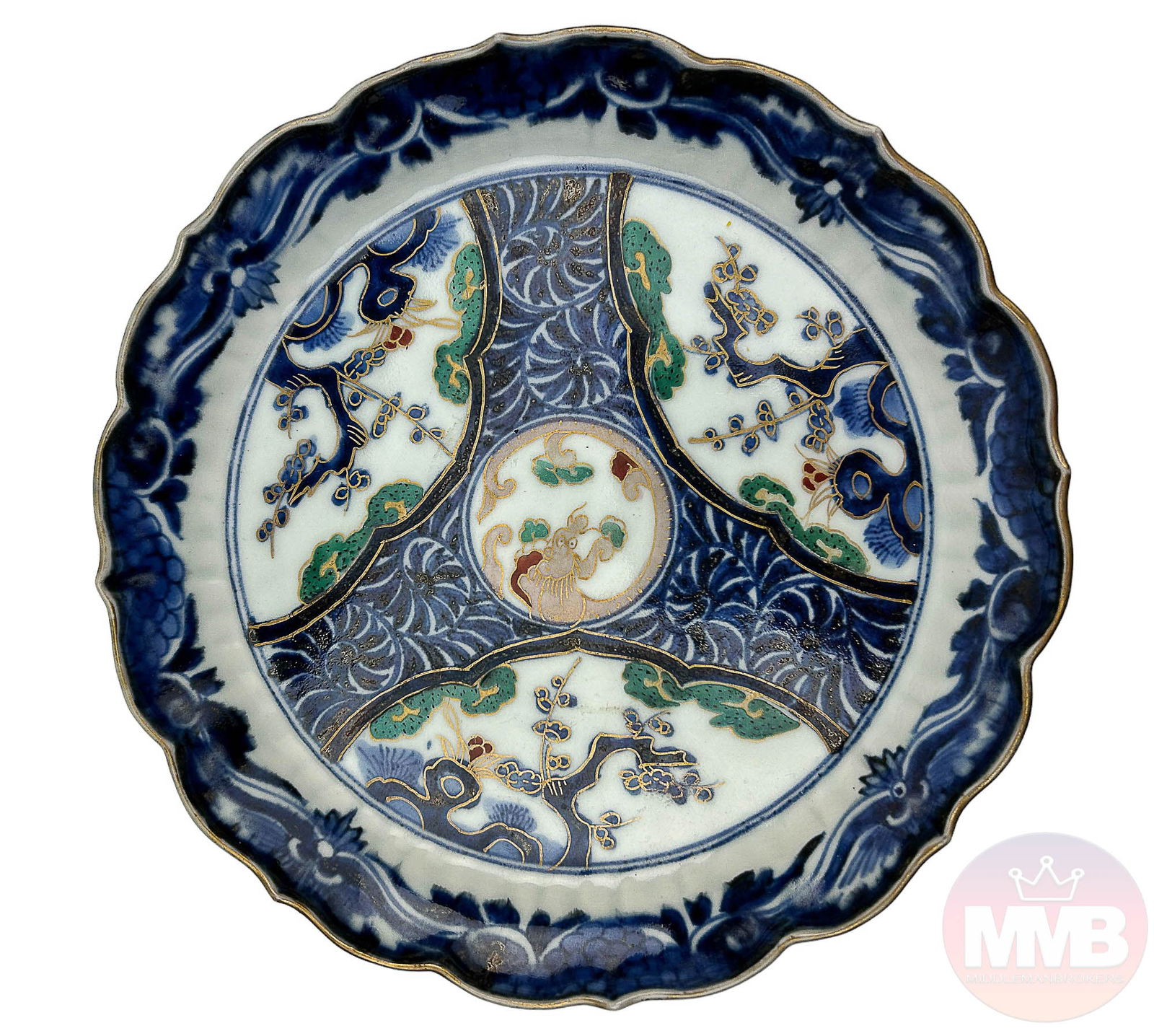 Japanese Painted Porcelain Round Floral Dish Bowl (1 of 5)