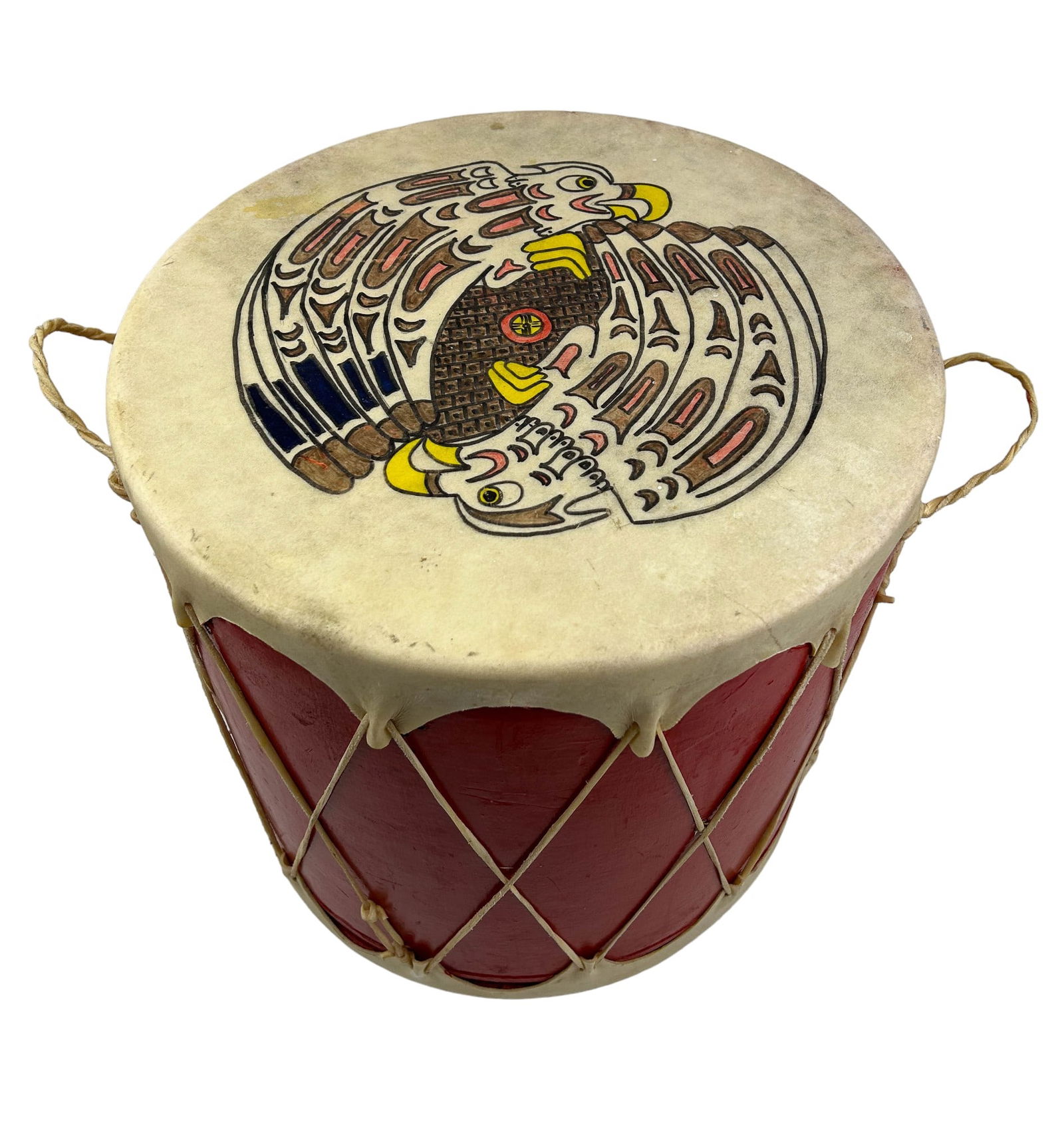 Native American Indian Wood & Rawhide Painted Drum (1 of 9)