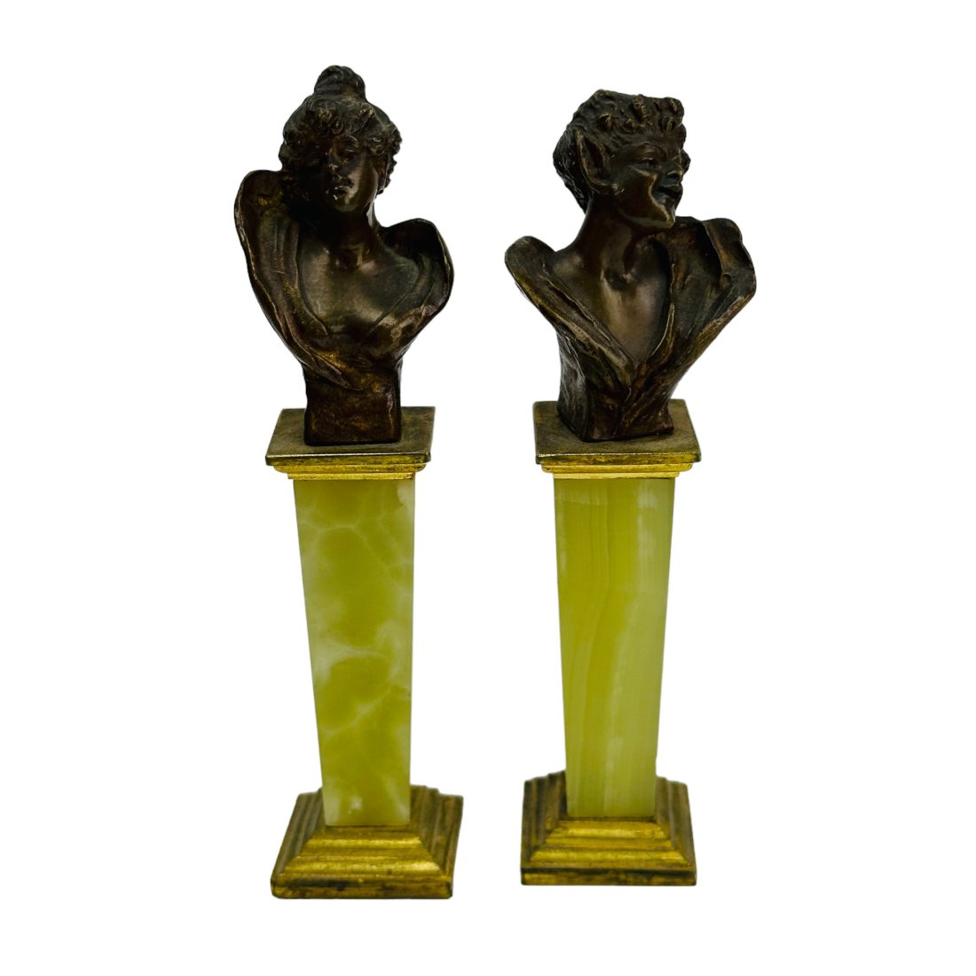 Antique Mini Bronze Art Nouveau Satyr Lady Bust PR (1 of 3)