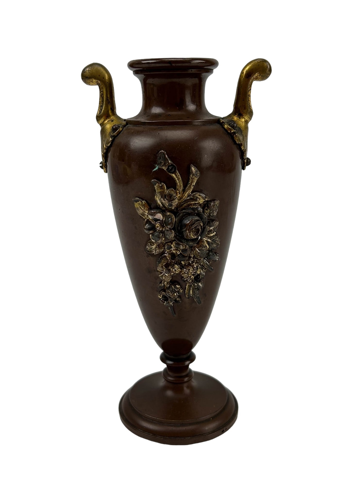 Antique French Bronze Gold Gilt Floral Bud Vase (1 of 6)