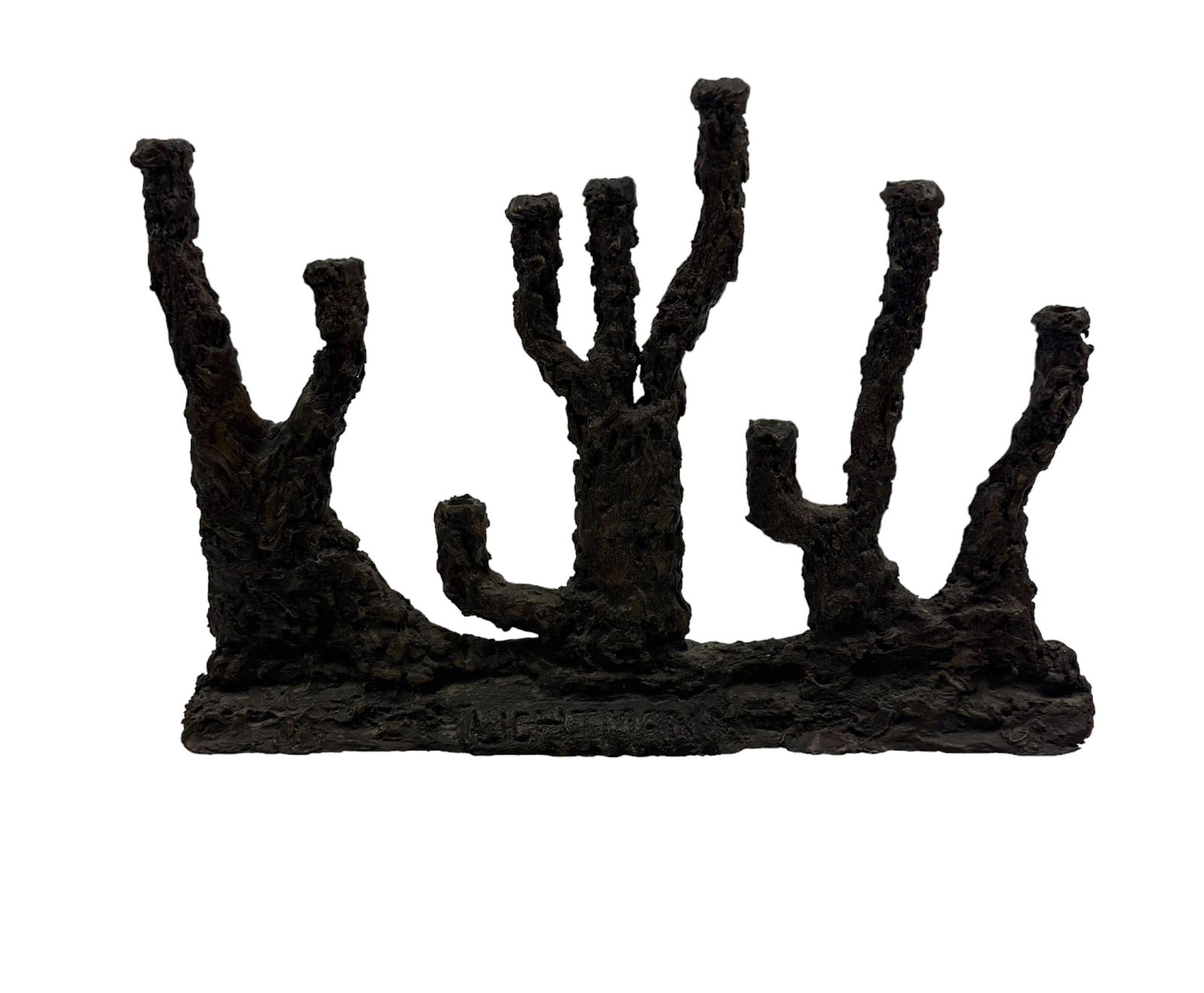 Brutalist Bronze Clear Lucite Menorah Candle Holder (1 of 4)