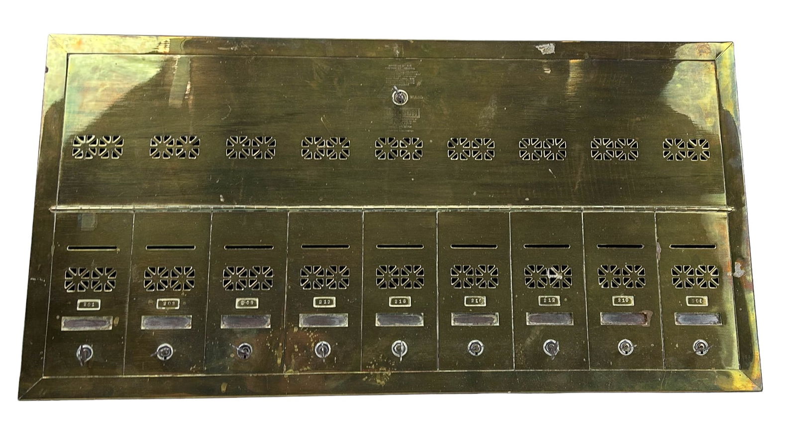 Art Deco Polished Bronze Apartment Letter Mail Box (1 of 6)