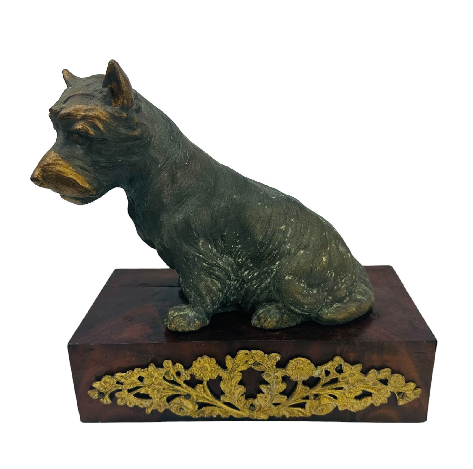 Art Deco Spelter Terrier Dog Sculpture Wood Base (1 of 7)