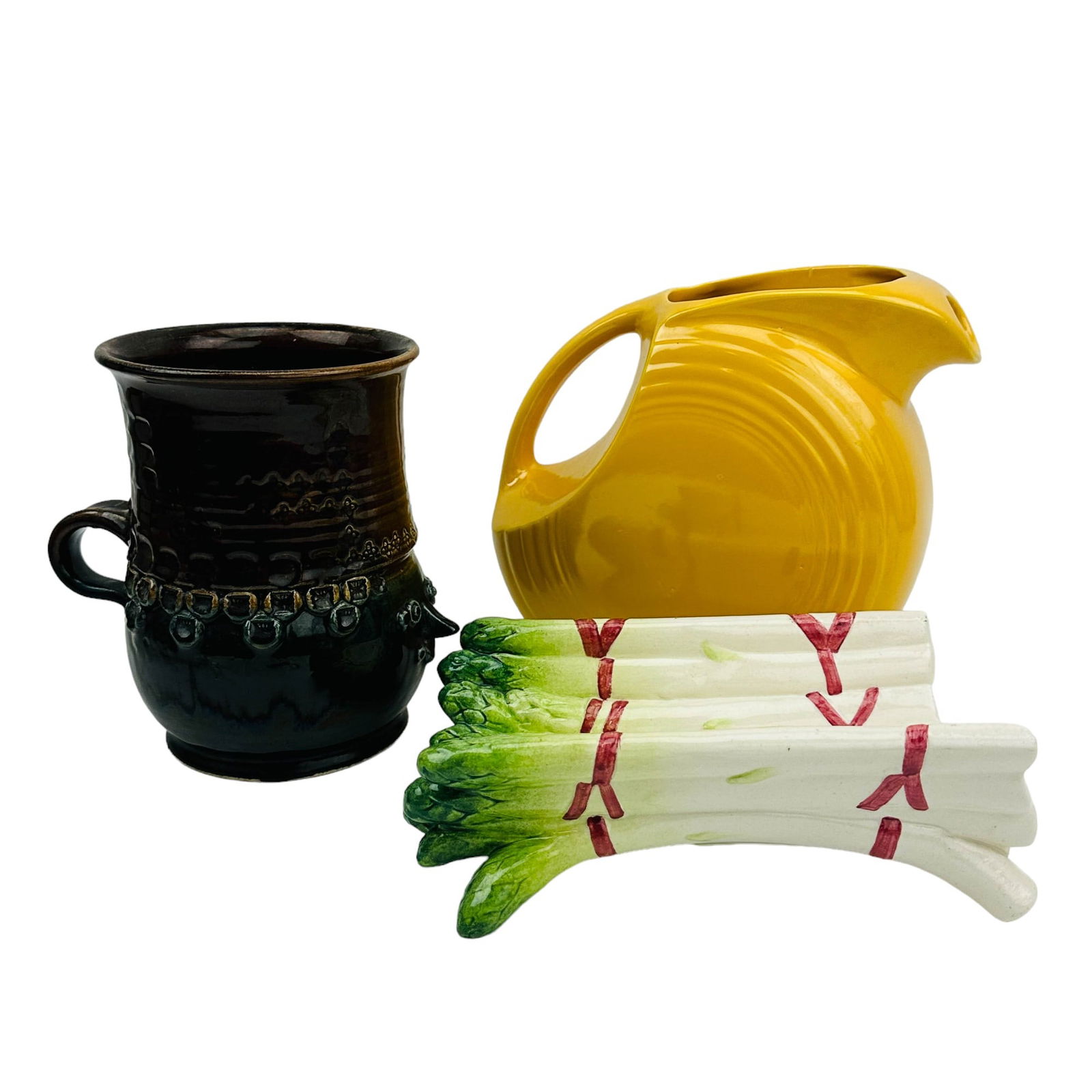 Fiesta Majolica Danish Pottery Pitcher Jug 3p LOT (1 of 8)