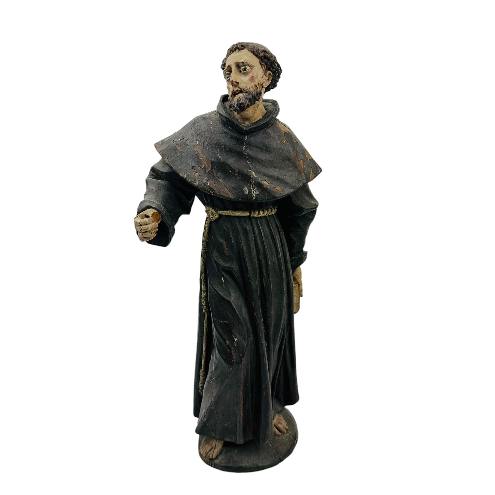 Antique Carved Oak Wood Saint Monk Santos Figurine (1 of 5)