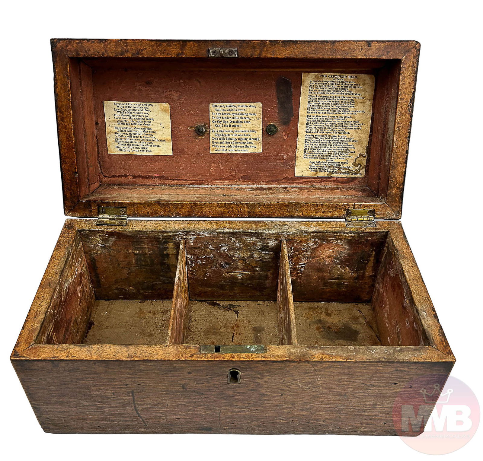 Antique Sheraton Inlaid Wood Triple Tea Caddy Box (1 of 7)