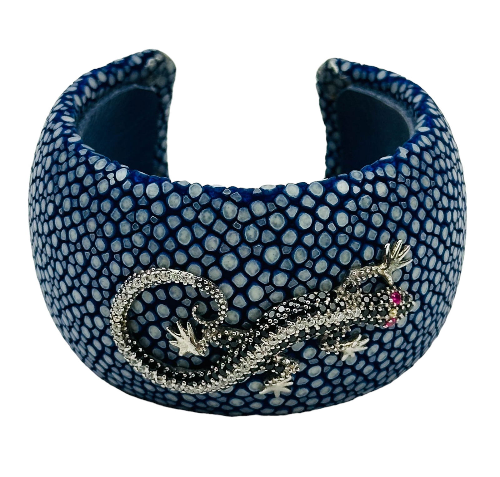 Shagreen Stingray Lizard Diamonds Cuff Bracelet (1 of 3)