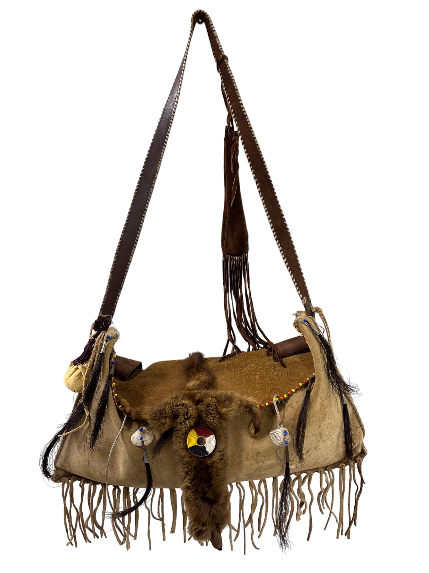 Native American Indian Leather Saddle Bag w/ Pouch (1 of 8)