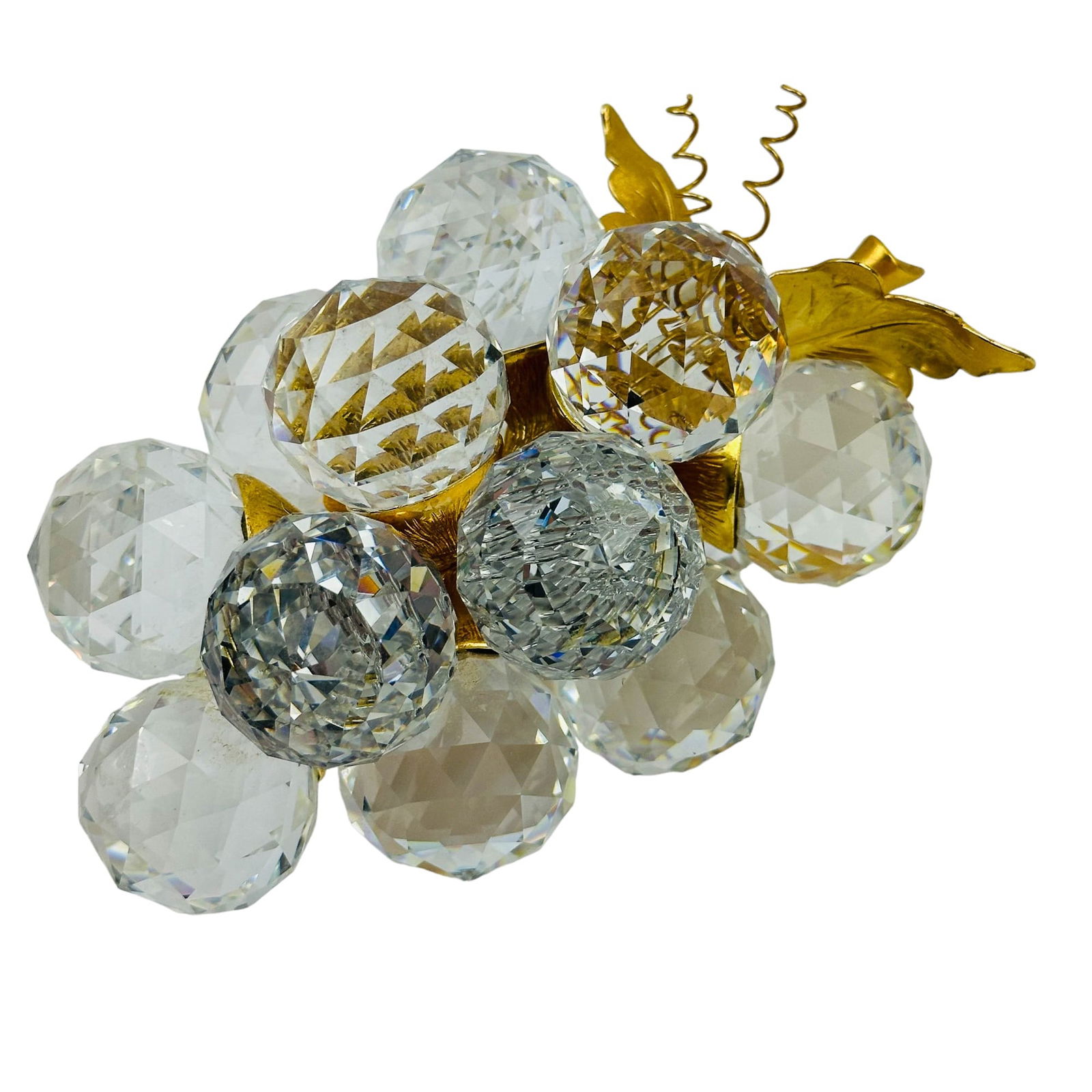 Hollywood Regency Faceted Crystal Grape Sculpture (1 of 3)
