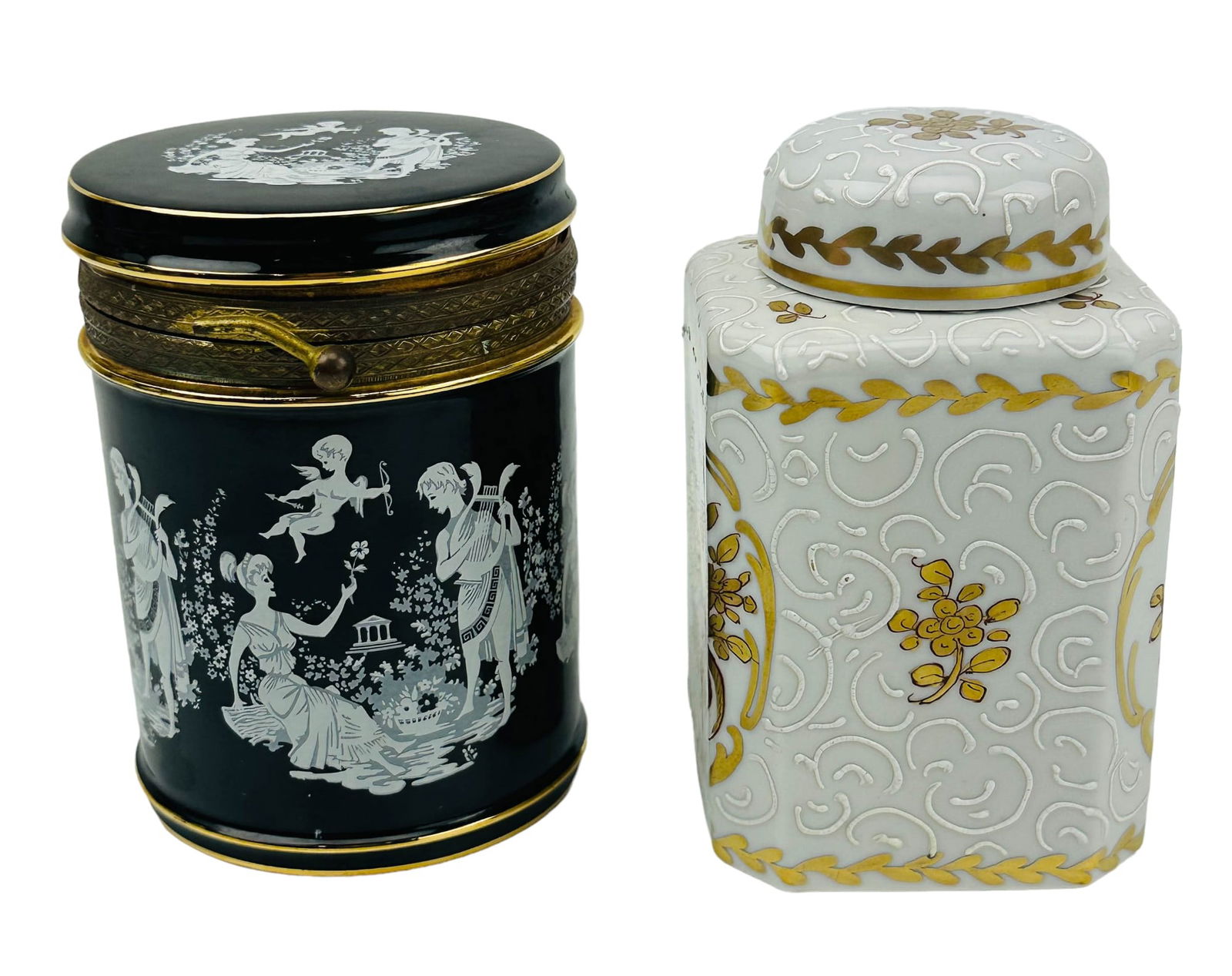 Vintage French Ceramic Caddy & Italian Glass Box (1 of 5)