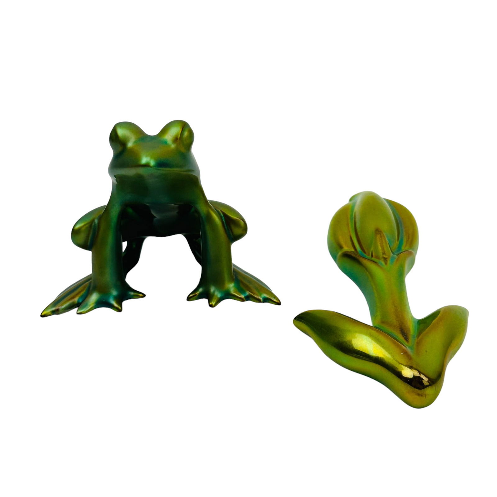 Zsolnay Pecs Eosin Ceramic Tulip & Frog Figurine (1 of 6)