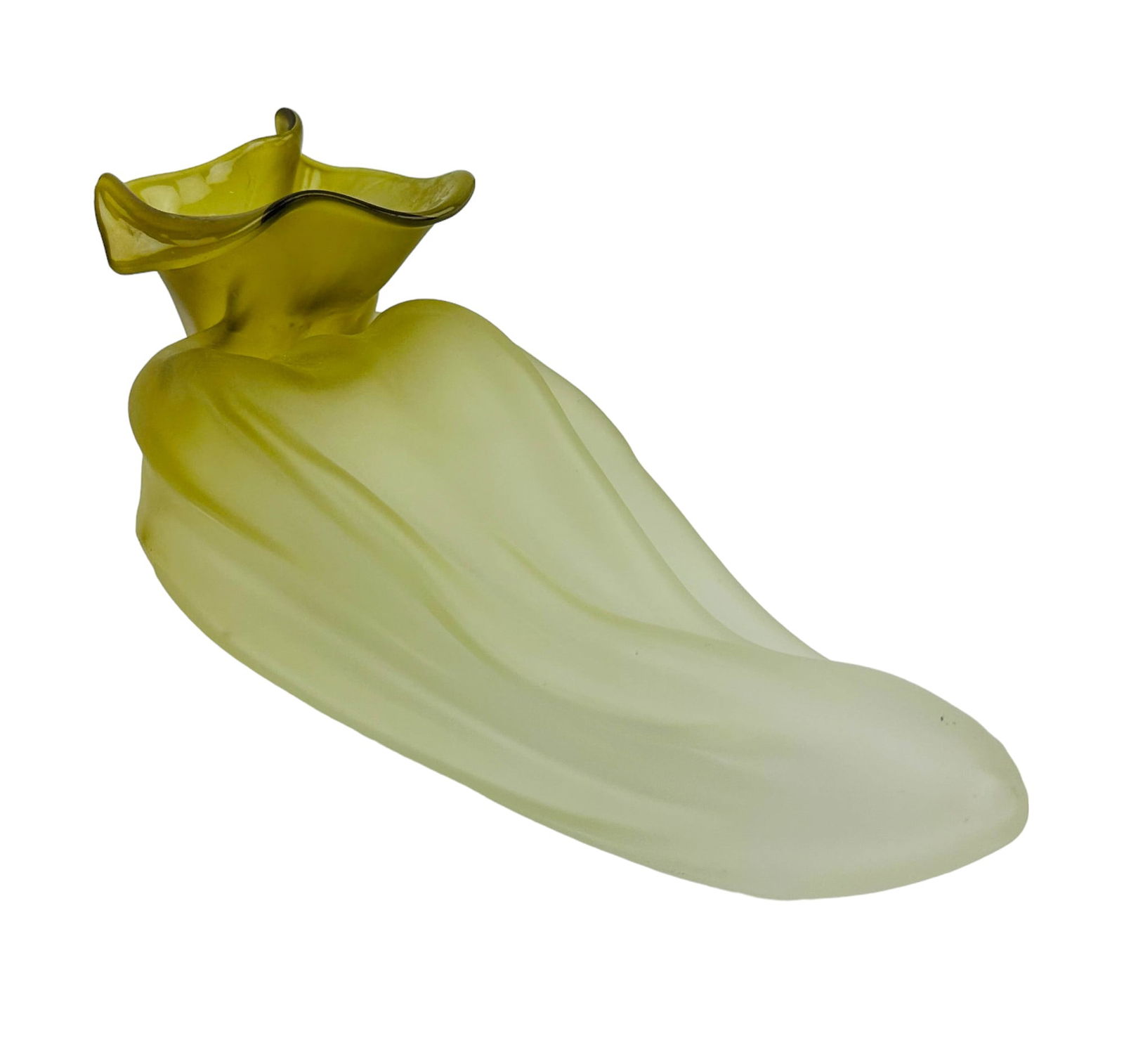 Nikolas Weinstein Limited Edition Glass Sculpture: Nikolas Weinstein ( American, Born, 1968 ). This studio artisan handcrafted and blown art glass sculpture titled "Olea" and features an organic pod like shape. Has a frosted finish to the exterior, a