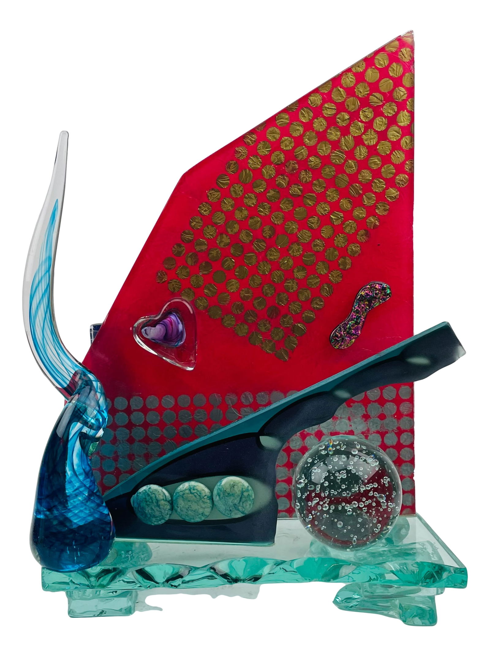 Mystery Artist Abstract Glass Sculpture SIGNED (1 of 7)