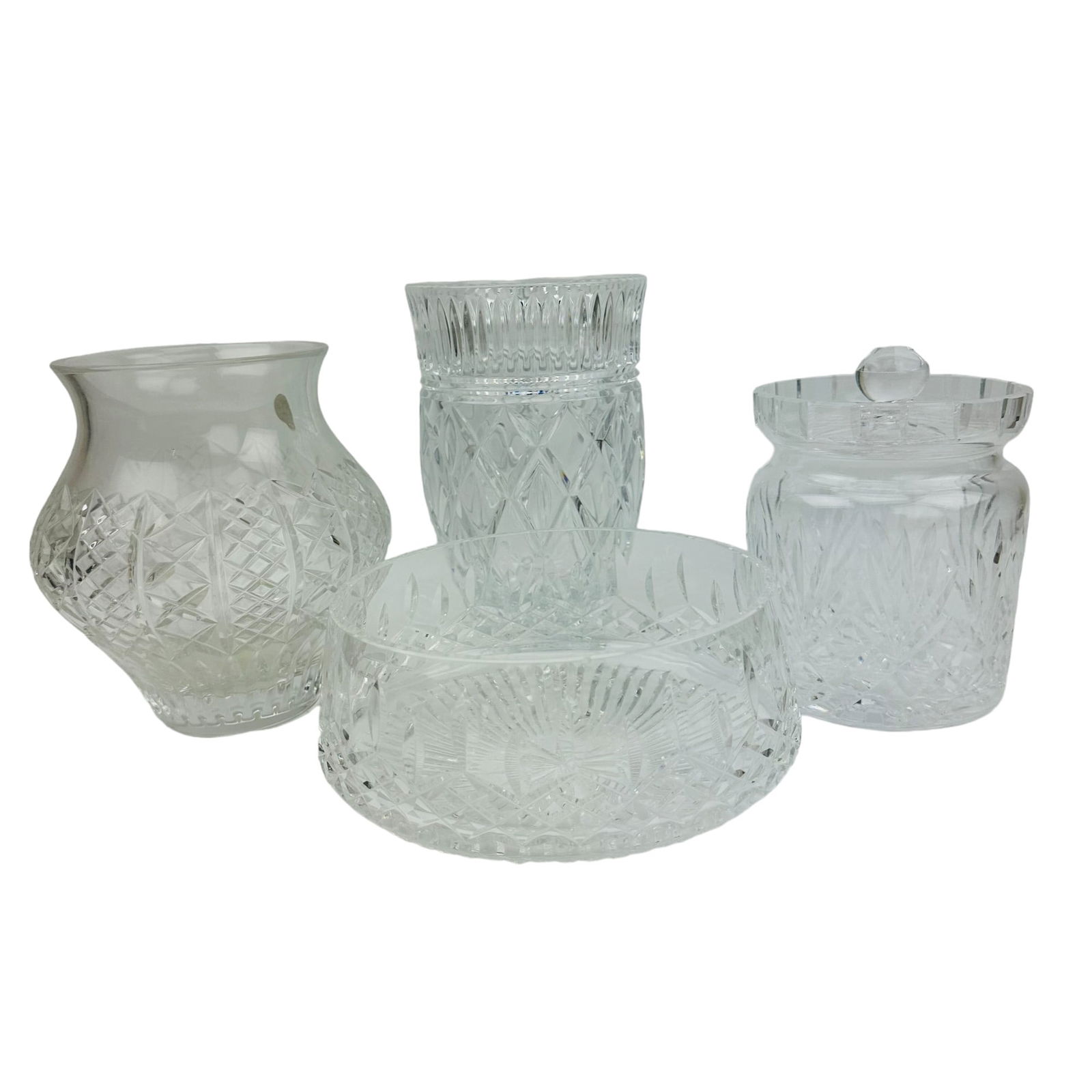 Waterford Crystal Vase Biscuit Cookie Jar 4pc LOT (1 of 5)