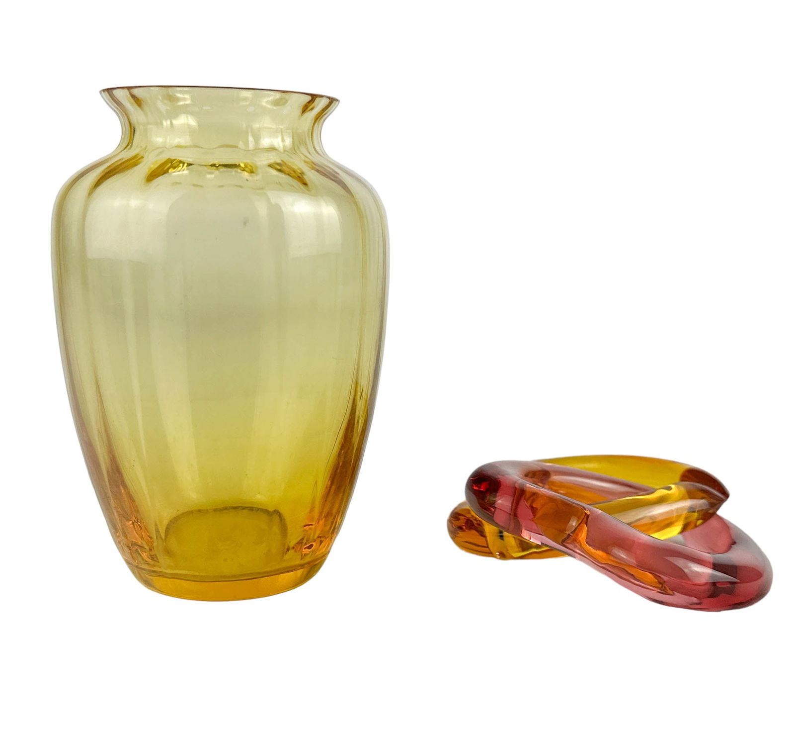 Baccarat Amber Vase & Interlocking Hearts 2pc LOT (1 of 4)