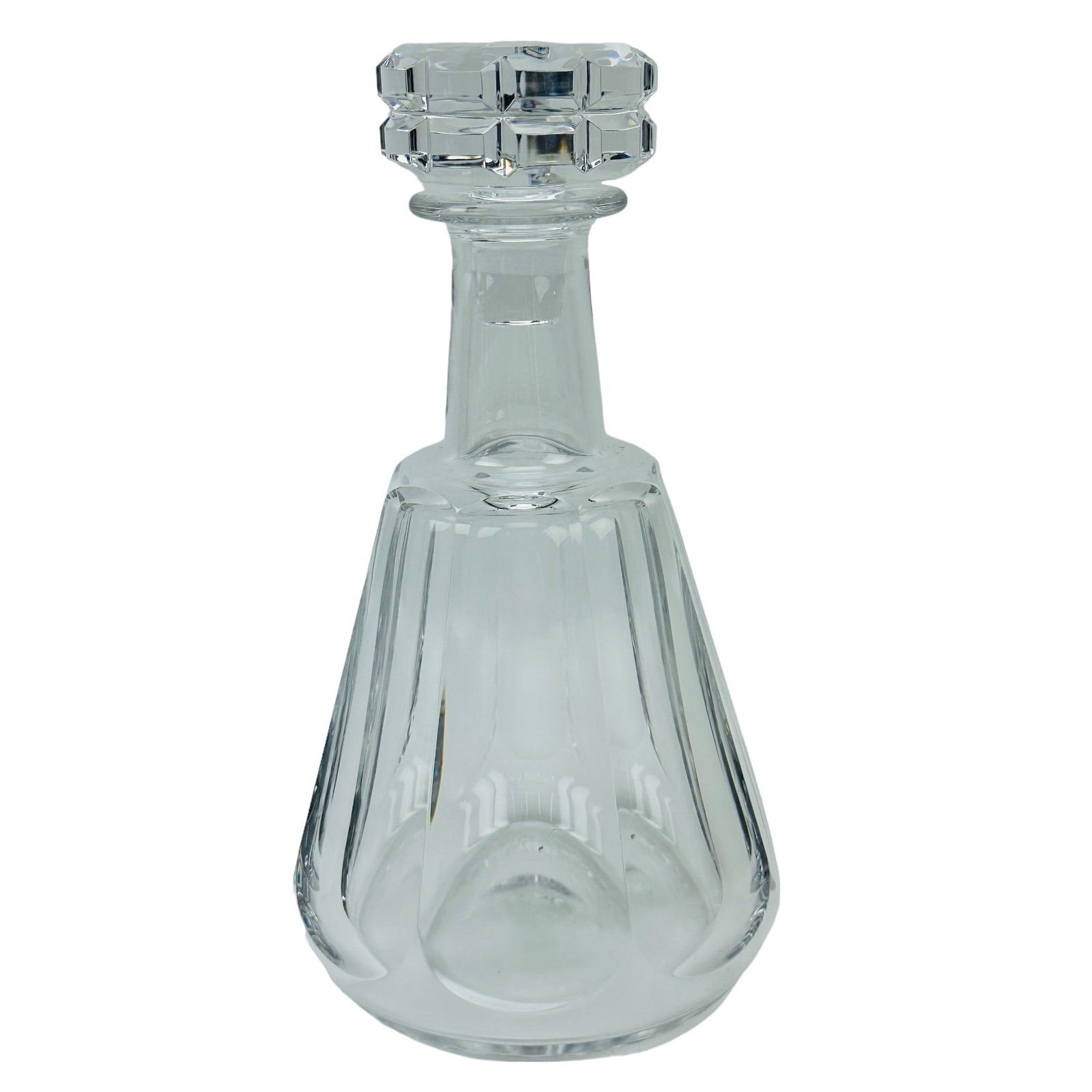 Baccarat Crystal Tallyrand Liquor Barware Decanter: Manufacturer : Baccarat. Country of origin : France. Pattern : Tallyrand. Production years : 1937 - 1970. Features vertical cut panels around the octagonal eight side body. Crystal glass stopper with 