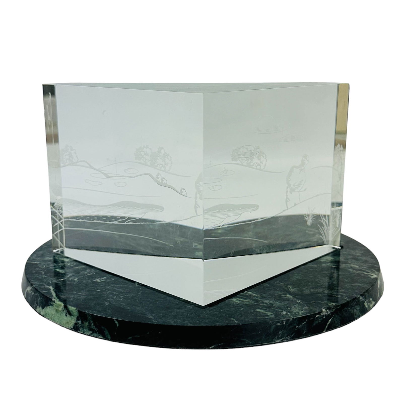Steuben Cut Crystal Golfer Paperweight Marble Base (1 of 4)