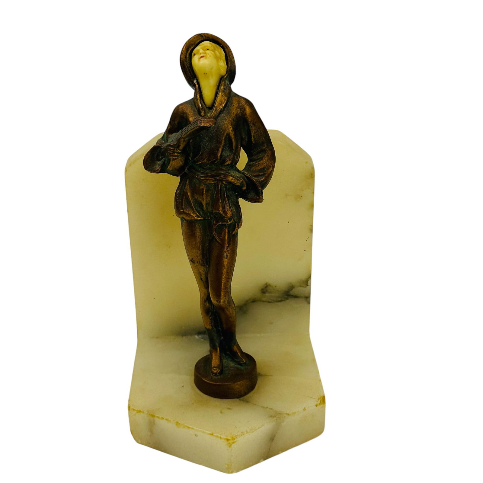 Art Deco Bronze Type Musician w Mandolin Sculpture (1 of 4)