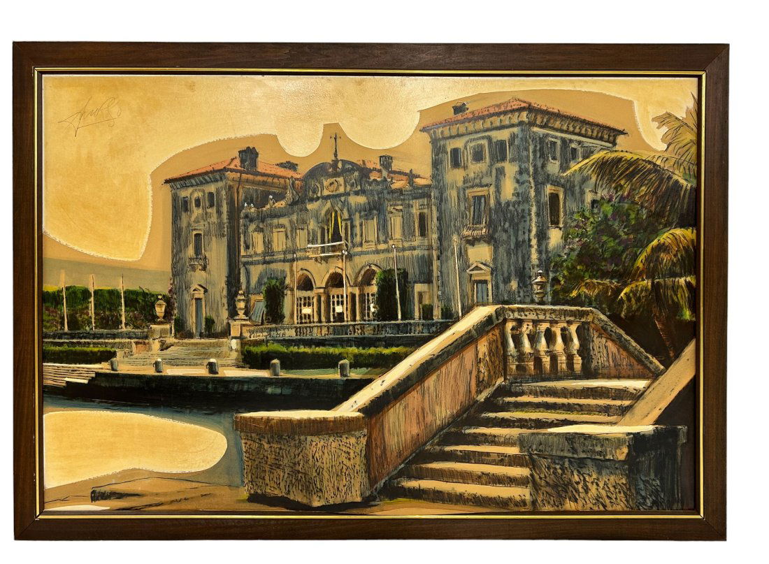 Villa Vizcaya Architectural Oil Painting SIGNED (1 of 4)