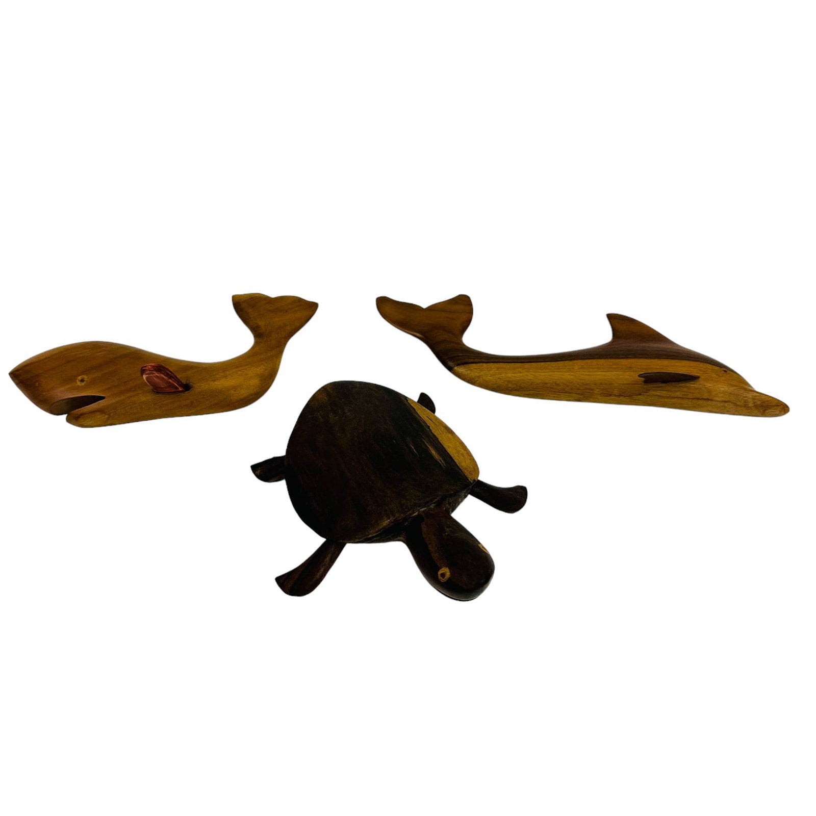 Jacob Warren Pitcairn Island Wood Sculpture 3p LOT: Jacob Warren ( Southern Pacific, 1920 - 2007 ). Well known wood carver who produced amazing wood carvings throughout his life. These hand carved folk art sculptures from the 1950's 60's include a hump