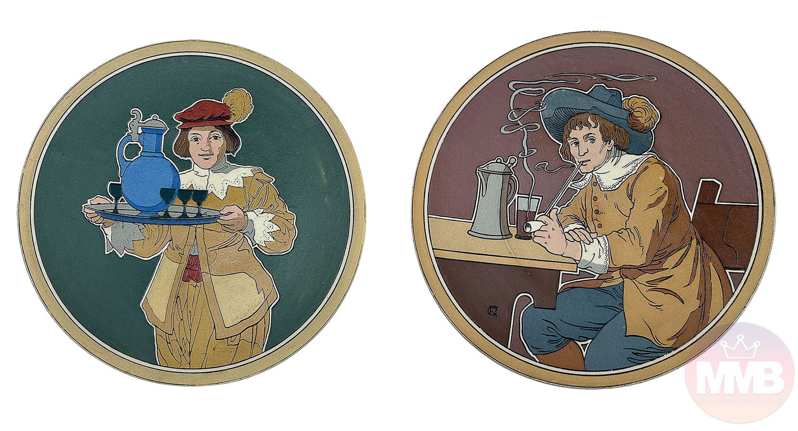 Mettlach Villeroy Boch Stoneware Plate Plaque 2pc (1 of 7)