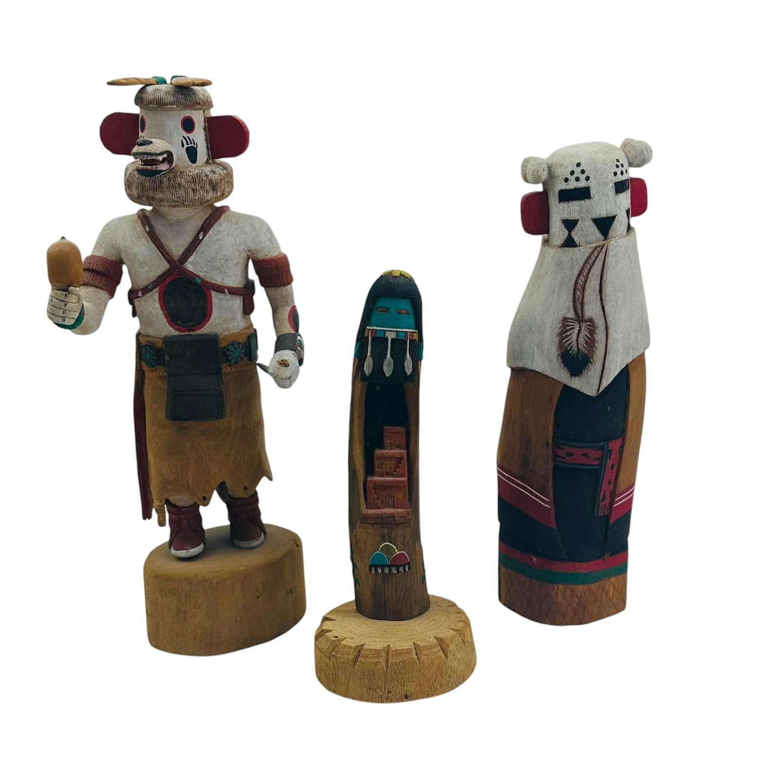 Native American Indian Wood Carved Doll 3pc LOT (1 of 5)