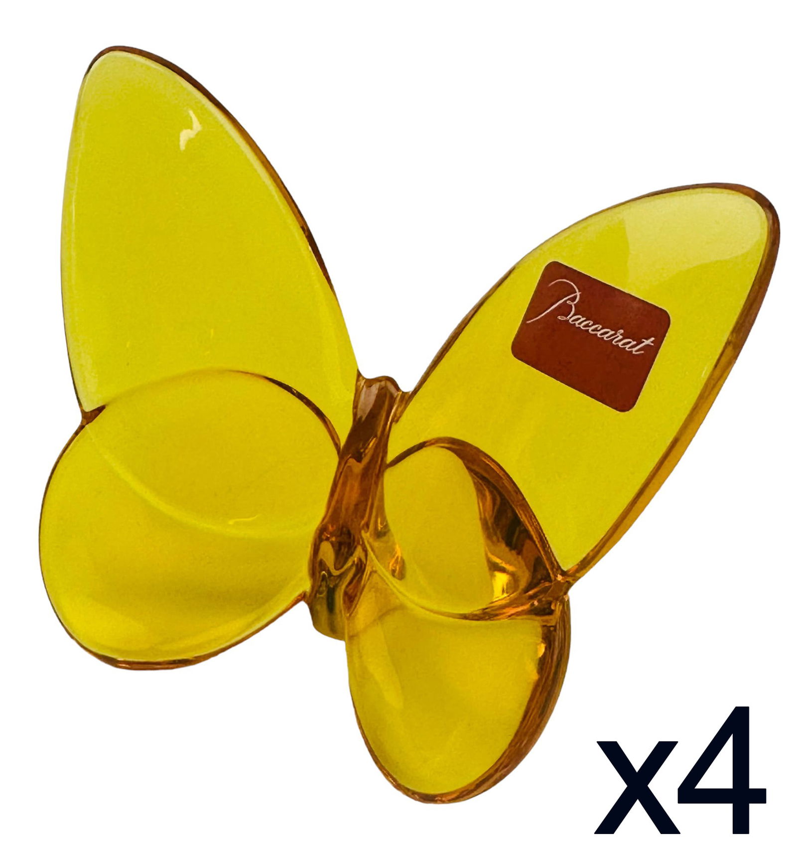 Baccarat Crystal Papillon Amber Butterfly w Box 4p (1 of 7)