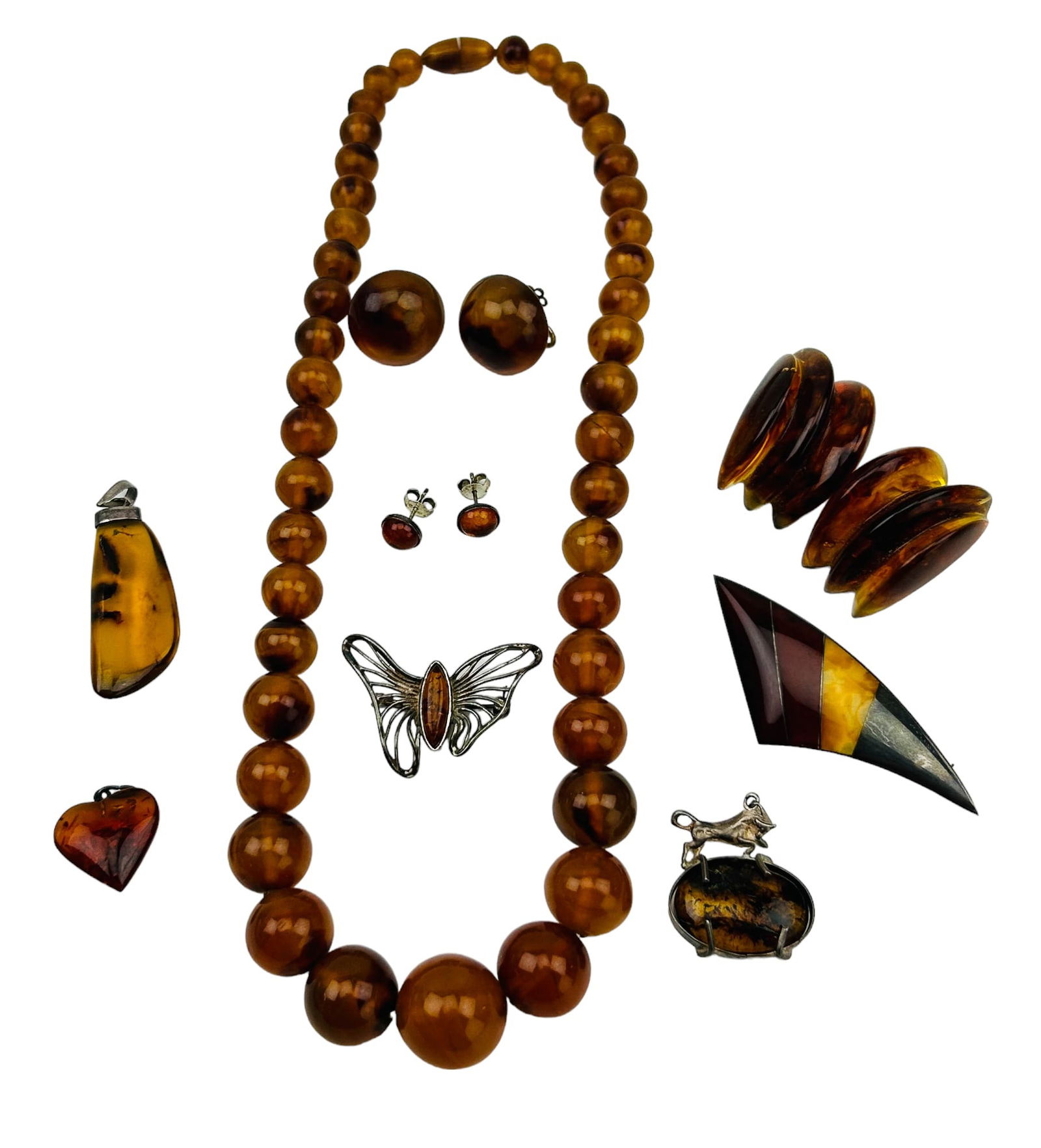 Sterling Baltic Amber Earrings Pendant Necklace 9p (1 of 10)