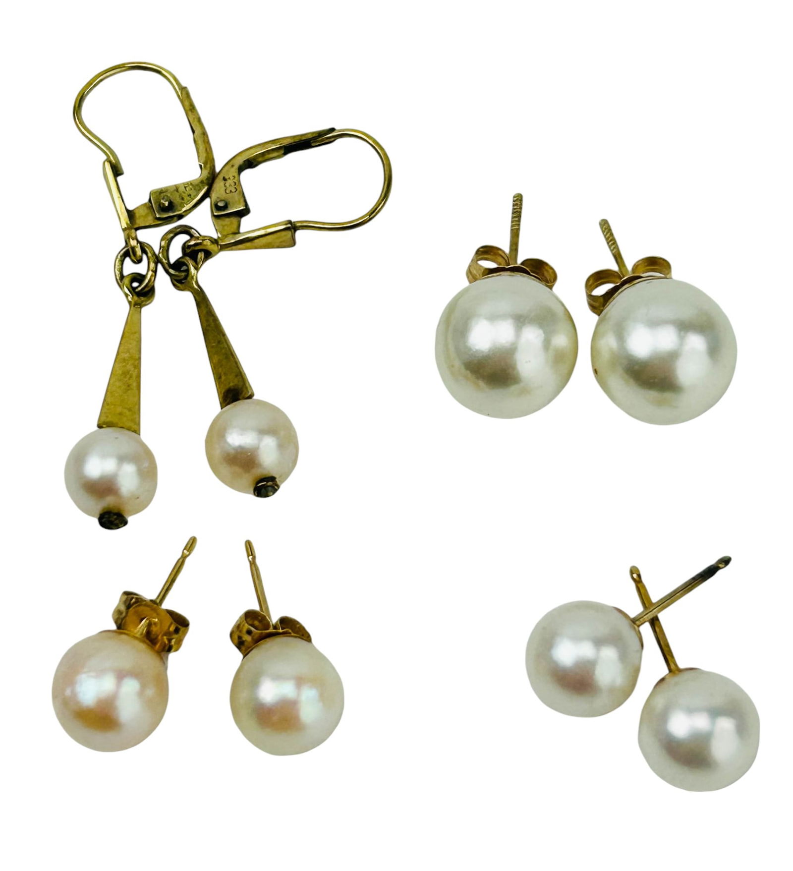 Akoya Pearl 14K Yellow Gold Earrings ESTATE LOT (1 of 4)