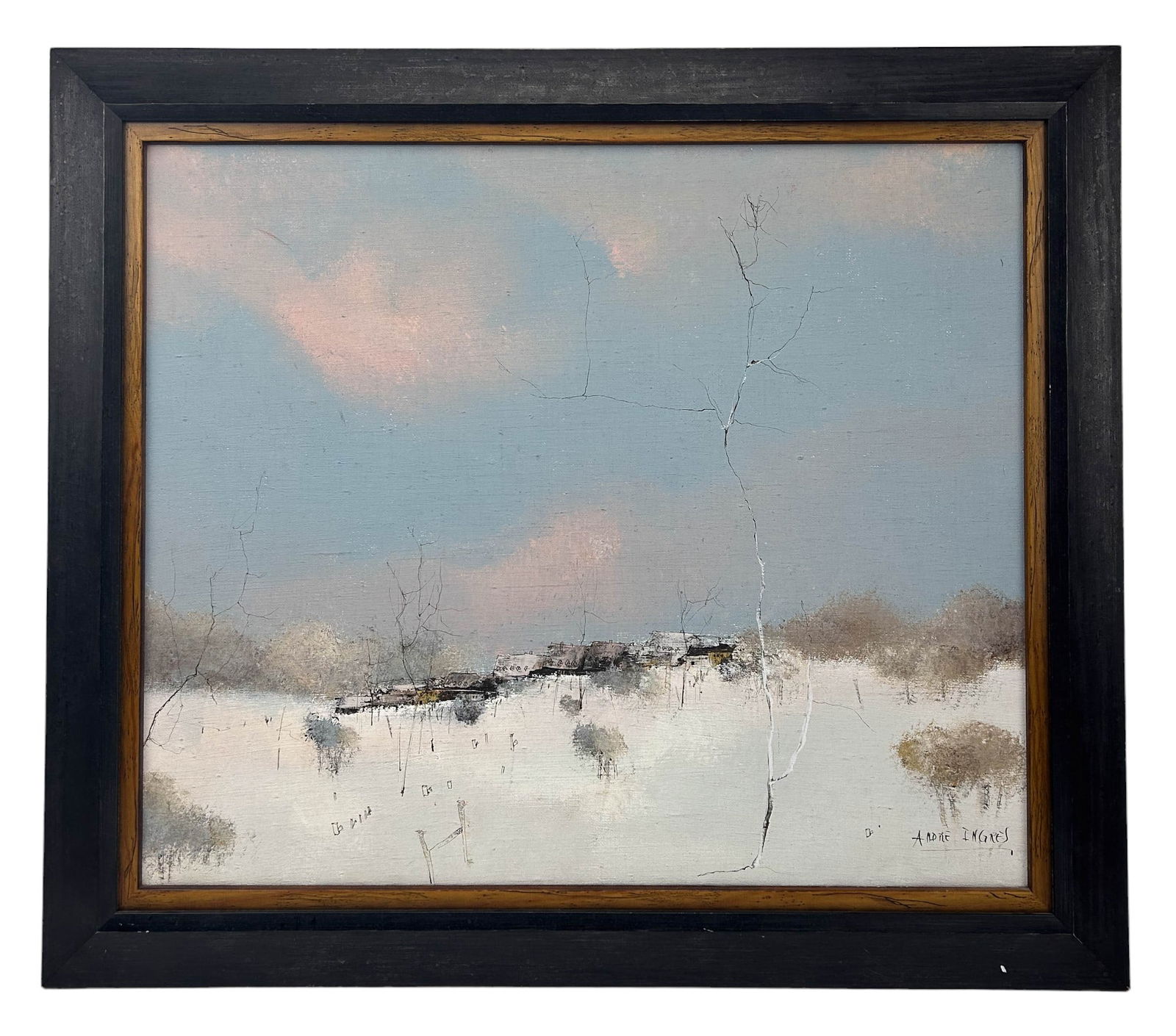 Andre Ingres b.1938 Winter Landscape Oil Painting (1 of 3)