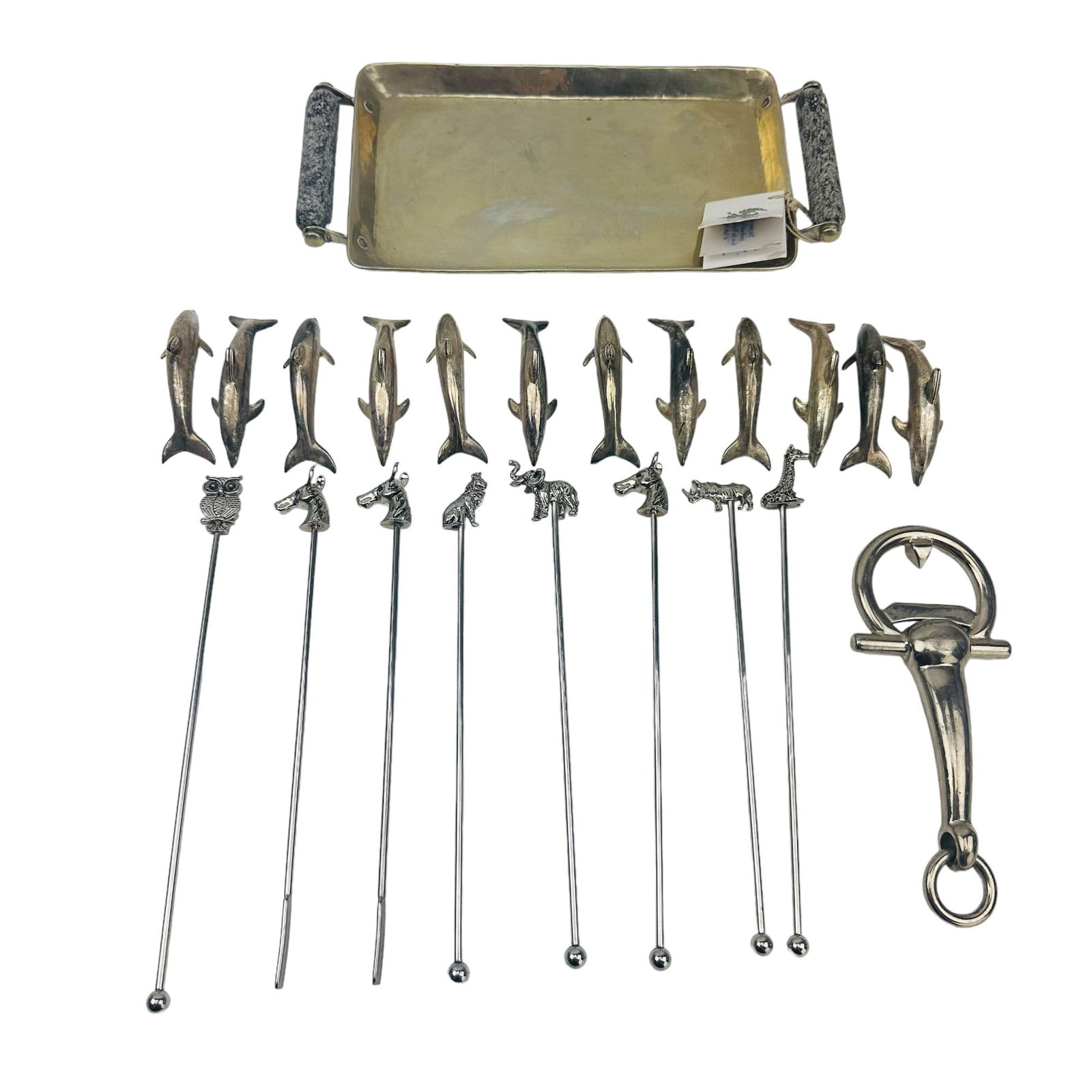 Silver Plate Name Card Holder Stirrer Tray 21p LOT (1 of 6)