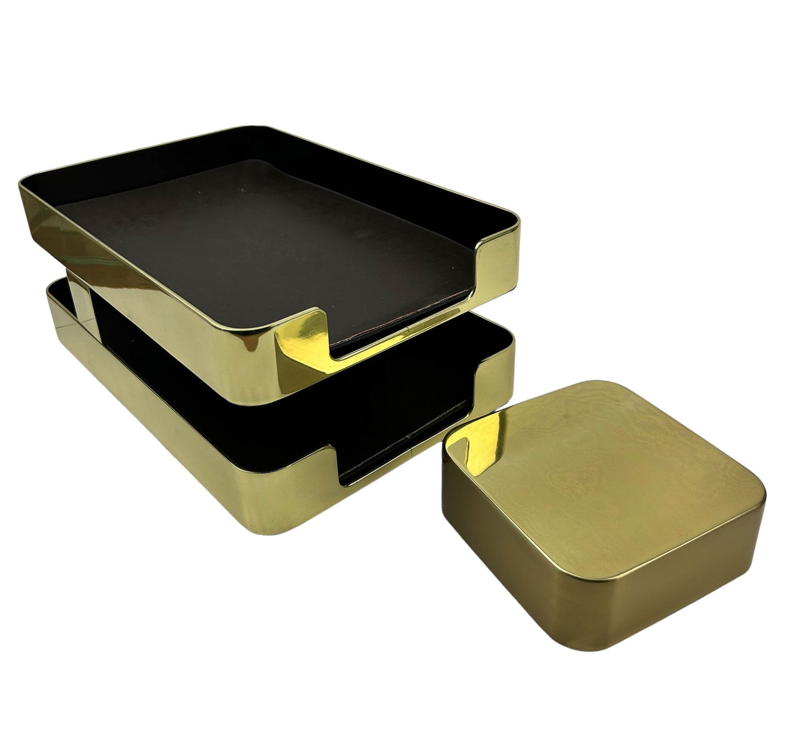 Radius One Letter Tray Name Plate Brass Desk Set (1 of 8)