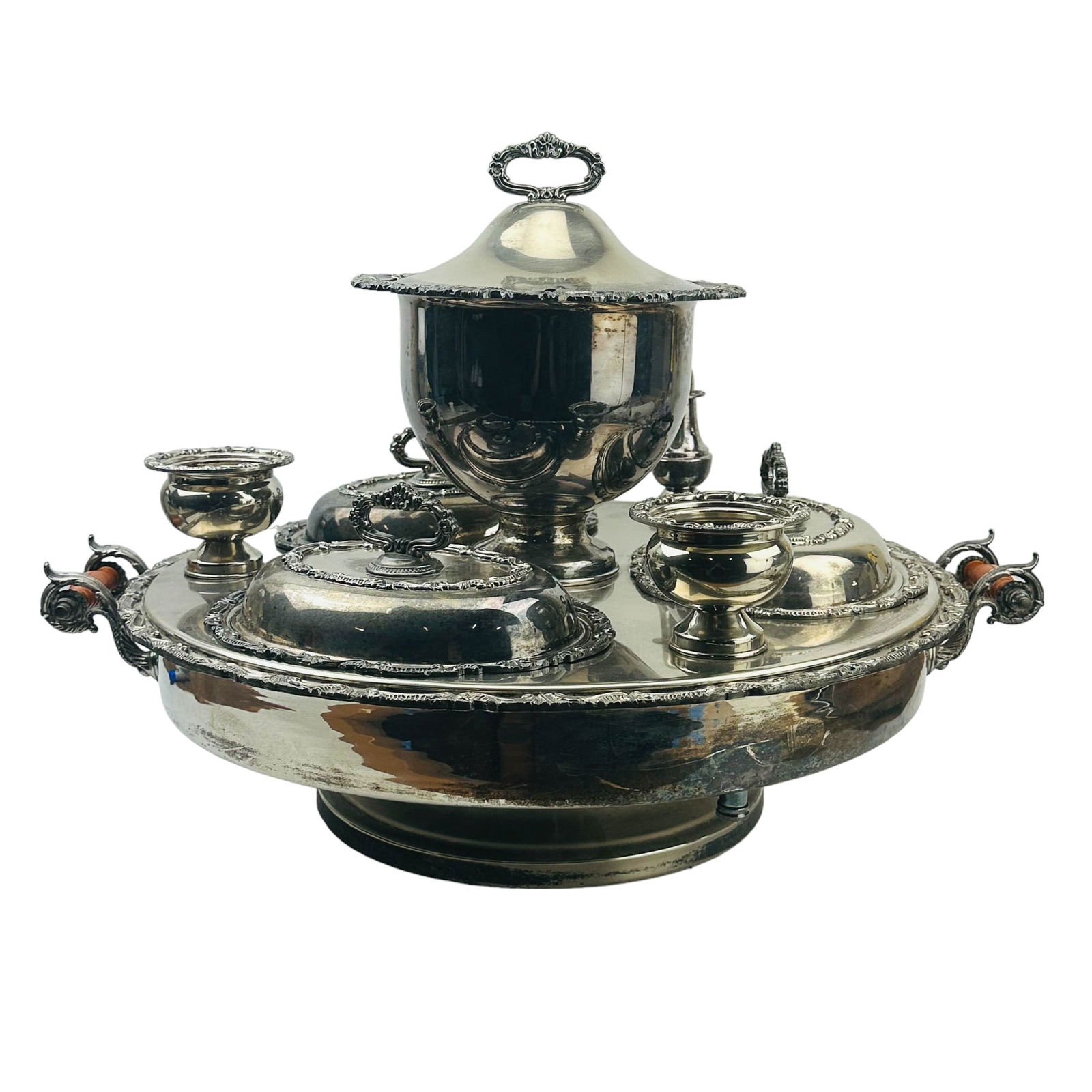 Birmingham Silver Co Silverplate Lazy Susan Warmer (1 of 5)
