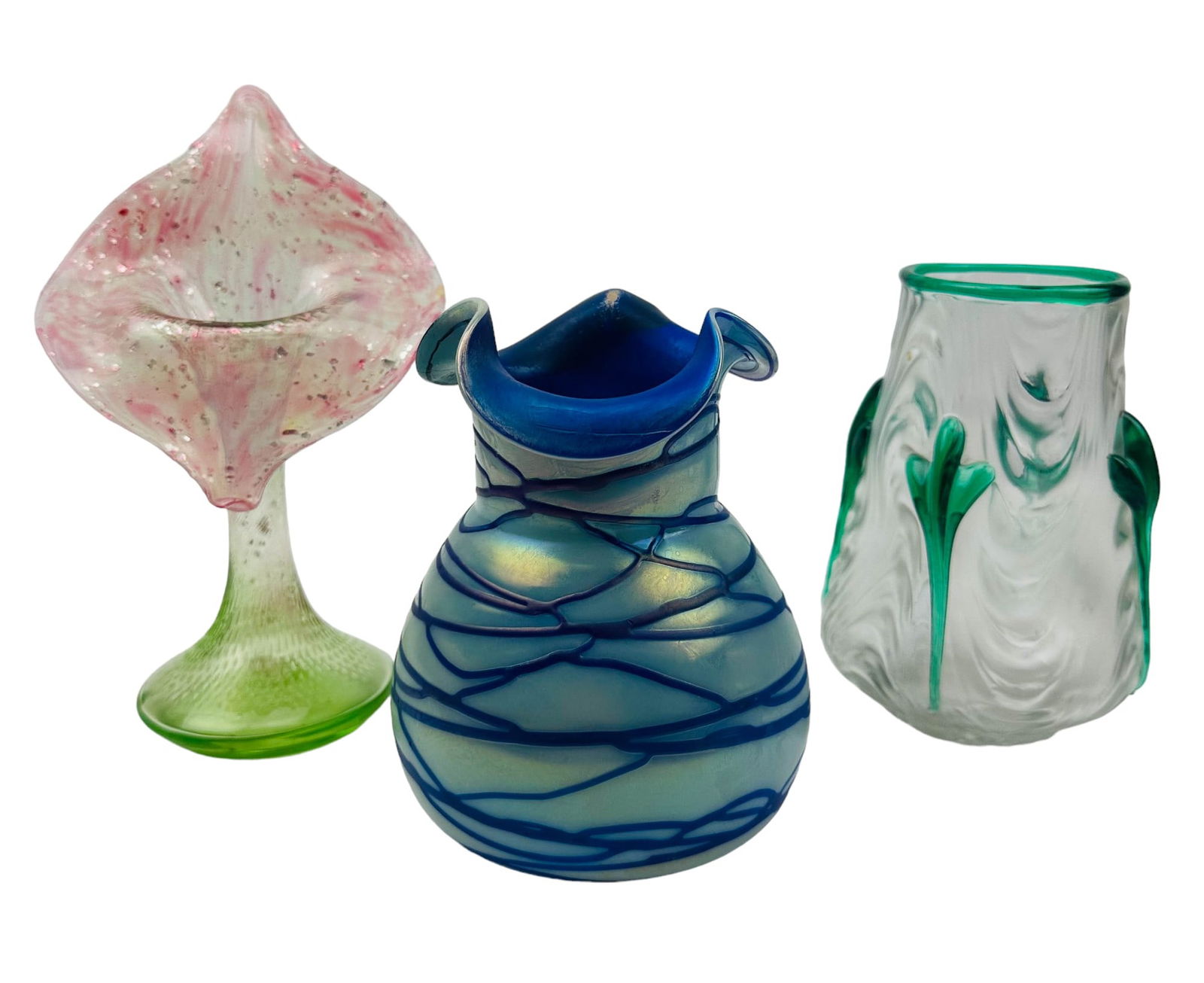 Jack in Pulpit Threaded Studio Art Glass Vase LOT (1 of 7)