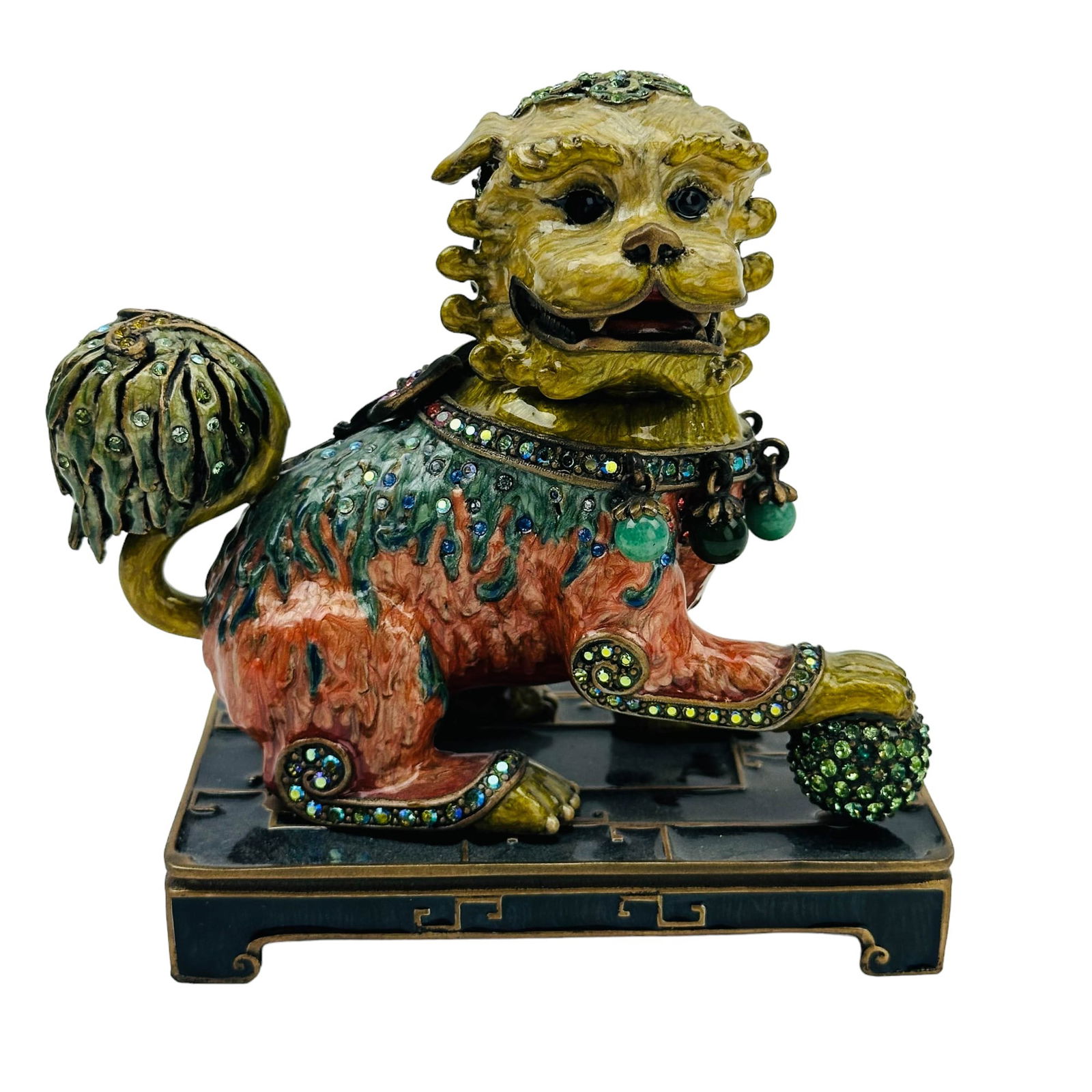 Jay Strongwater Enamel Crystal Foo Dog Sculpture (1 of 5)