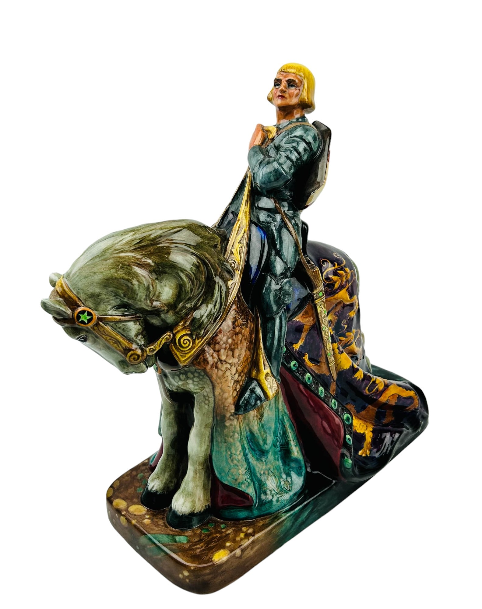 Royal Doulton St George HN2067 Retired Figurine: Manufacturer : Royal Doulton. Country of origin : England. Titled : Saint George. Model number : HN2067. Finish : Glazed. Designer : Stanley Thorogood. Production years : 1950 - 1979. Polychrome decor