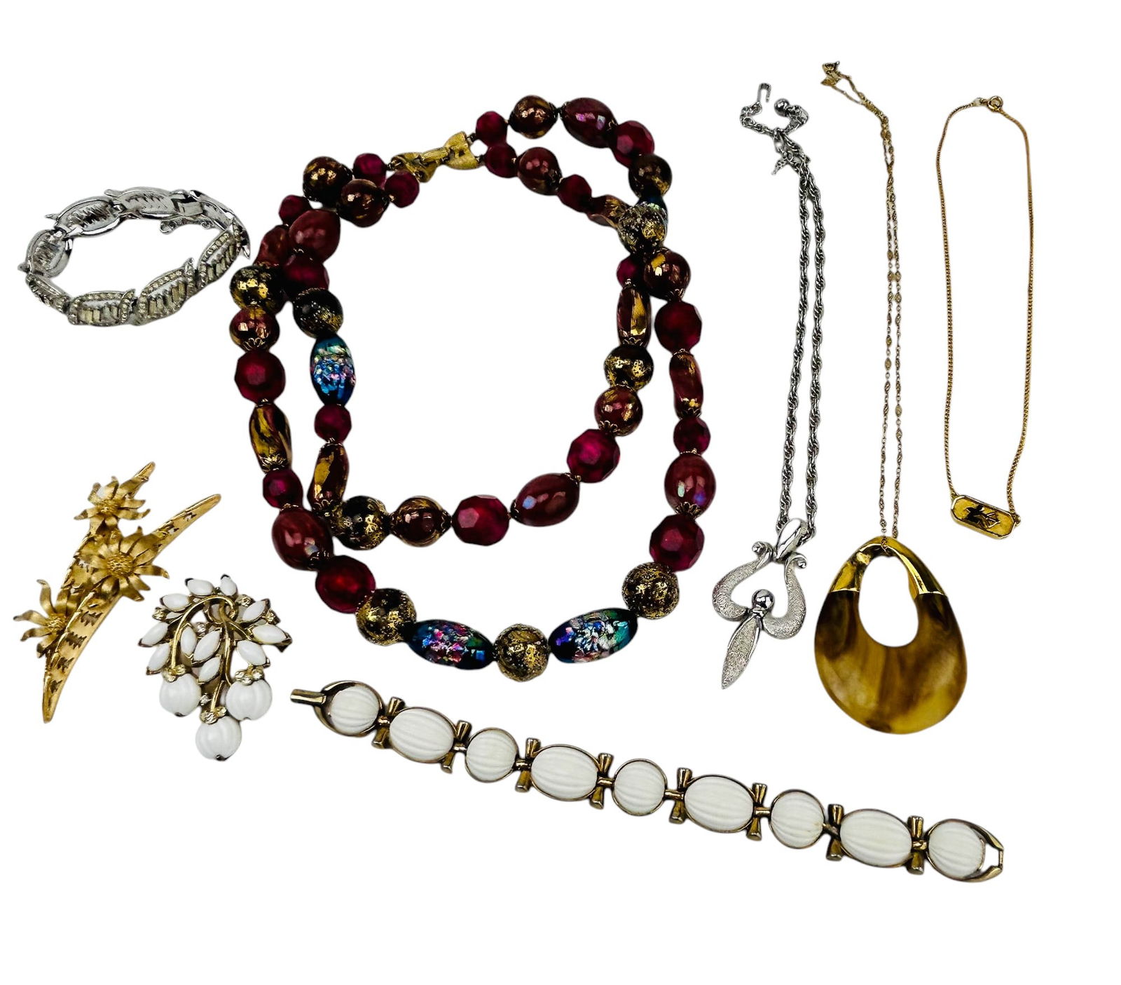 Crown Trifari Necklace Bracelet Brooch Pin 9pc LOT (1 of 12)