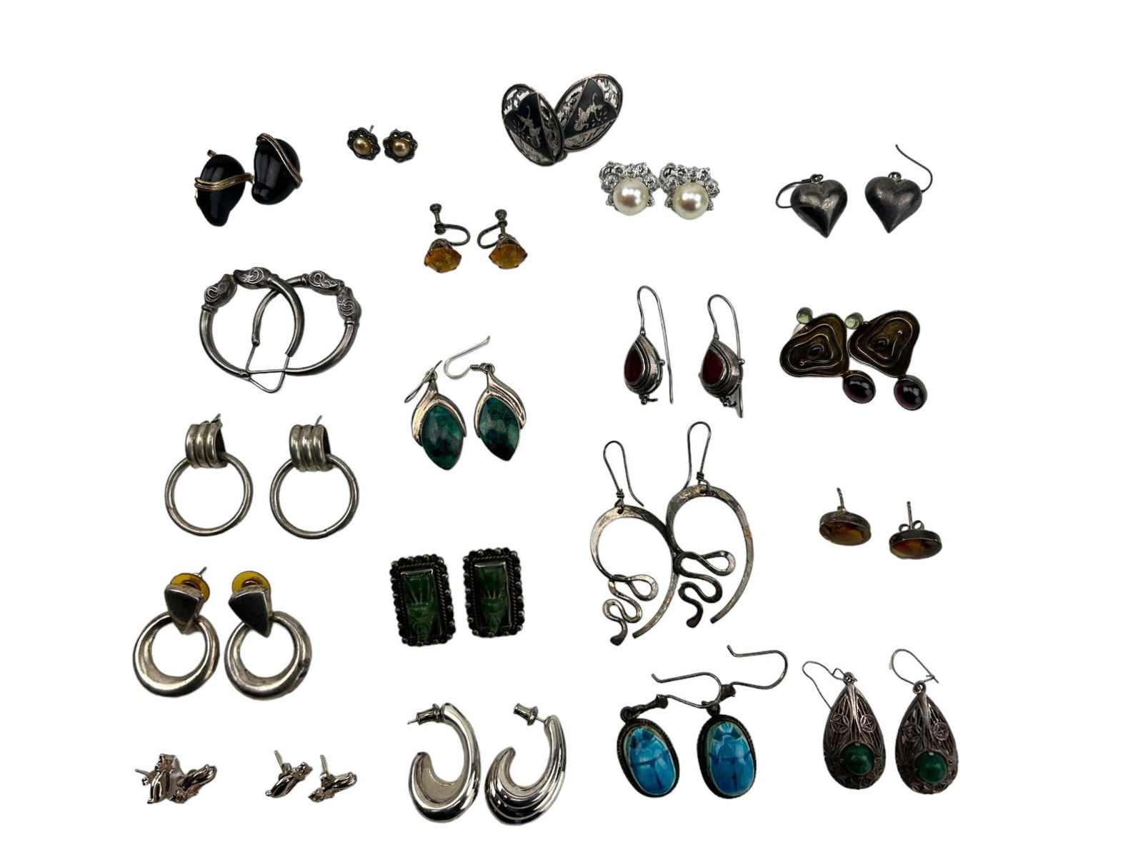 Sterling Silver 925 Gemstone Earrings ESTATE LOT (1 of 7)