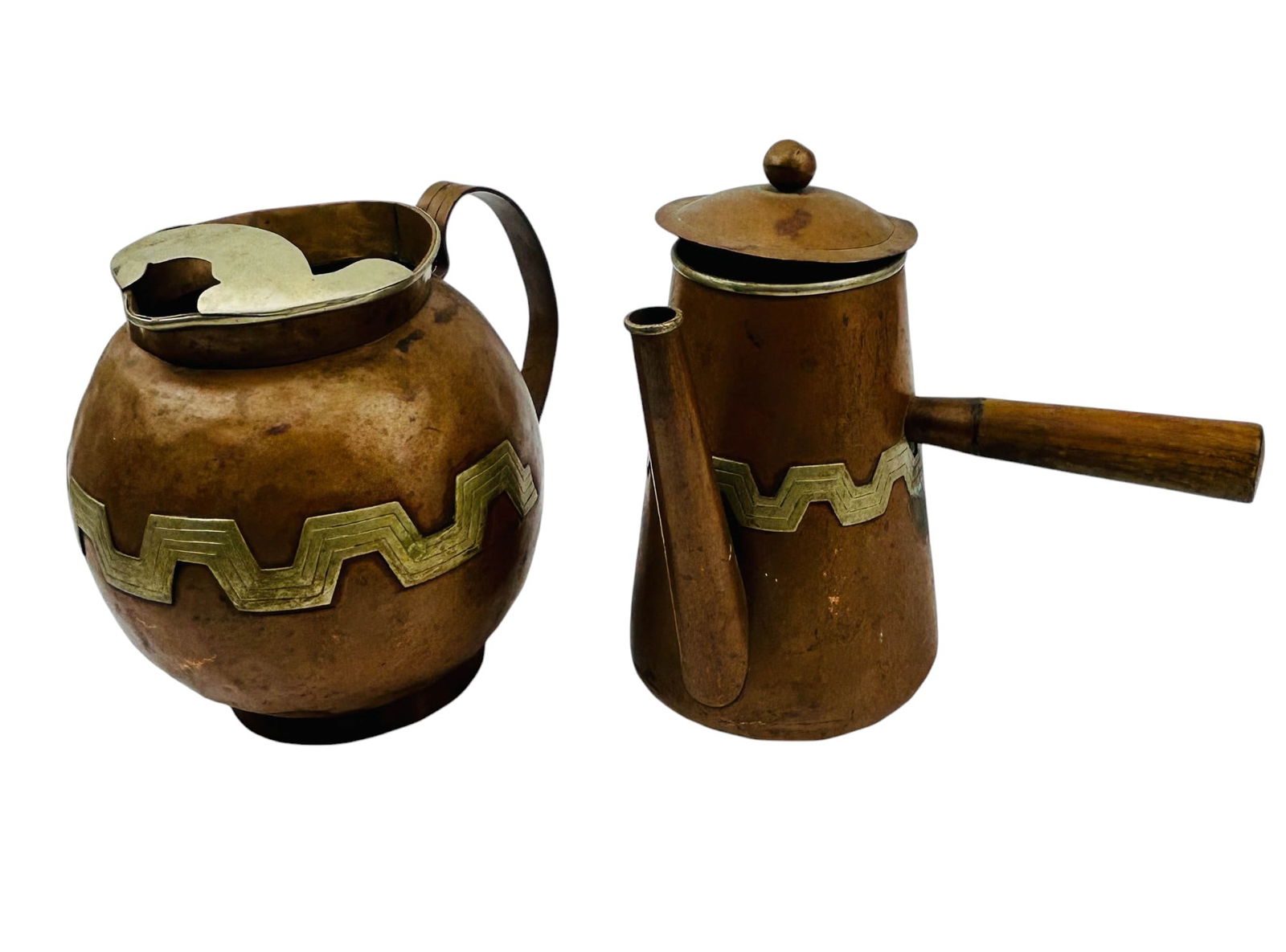 Artesania Mexico Copper & Sterling Two Pitchers (1 of 9)