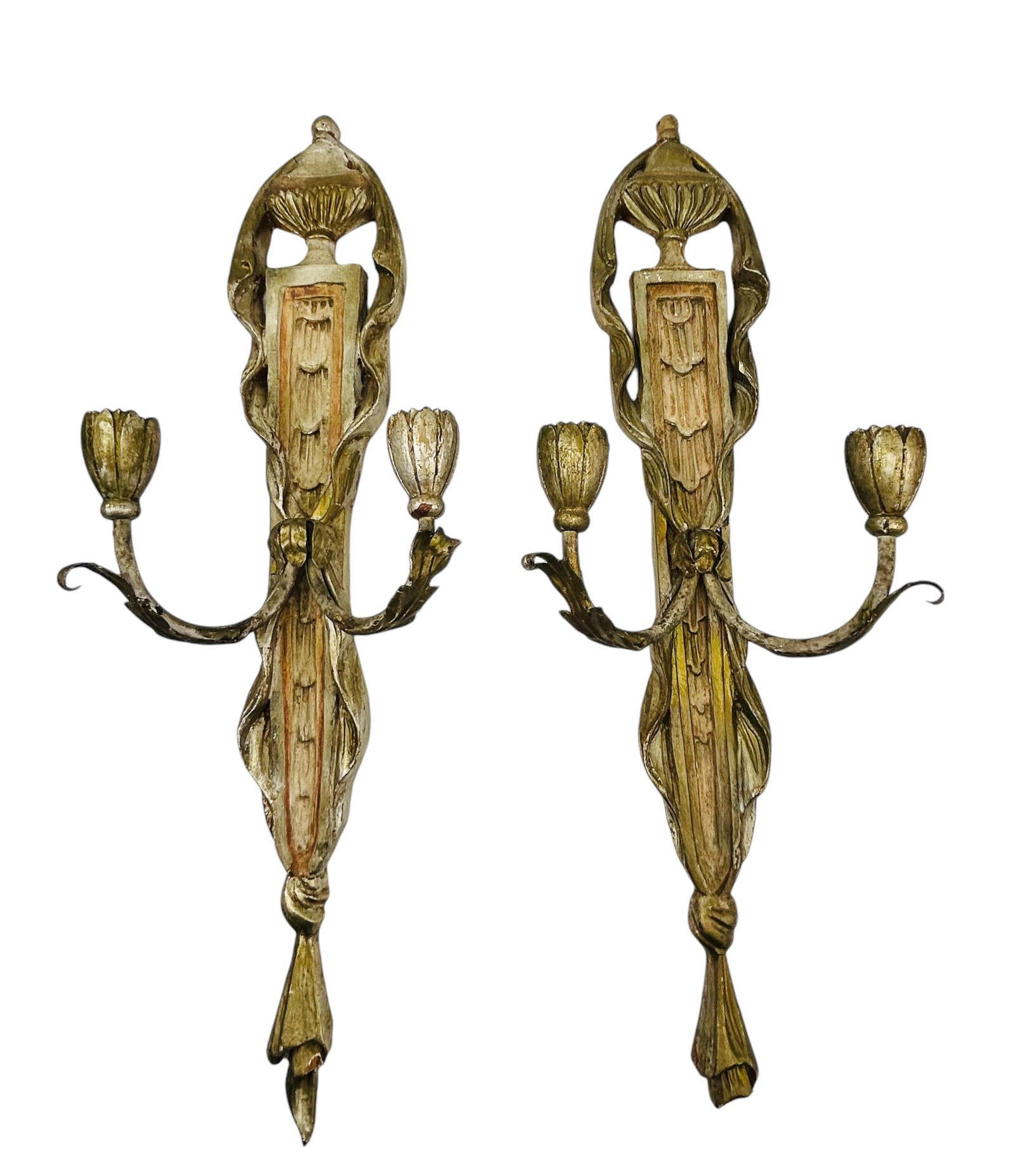 Italian Pino Deluca Gilt Wood Ribbon Pr. Sconces (1 of 4)