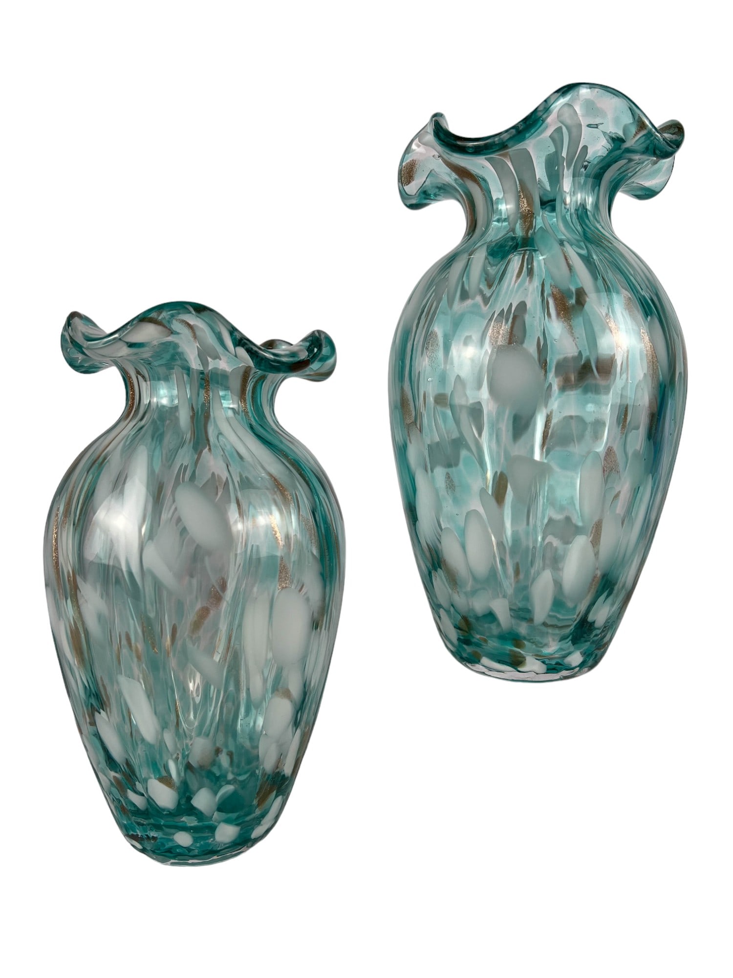 Matched Pair of Murano Style Green Art Glass Vases (1 of 5)